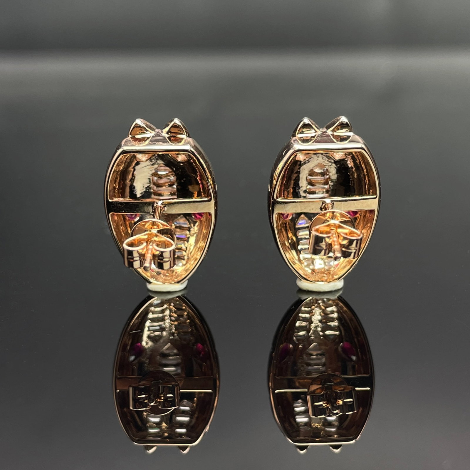 14k Gold 0.7 Ctw Natural Ruby & Diamond & Snake Earrings - 4