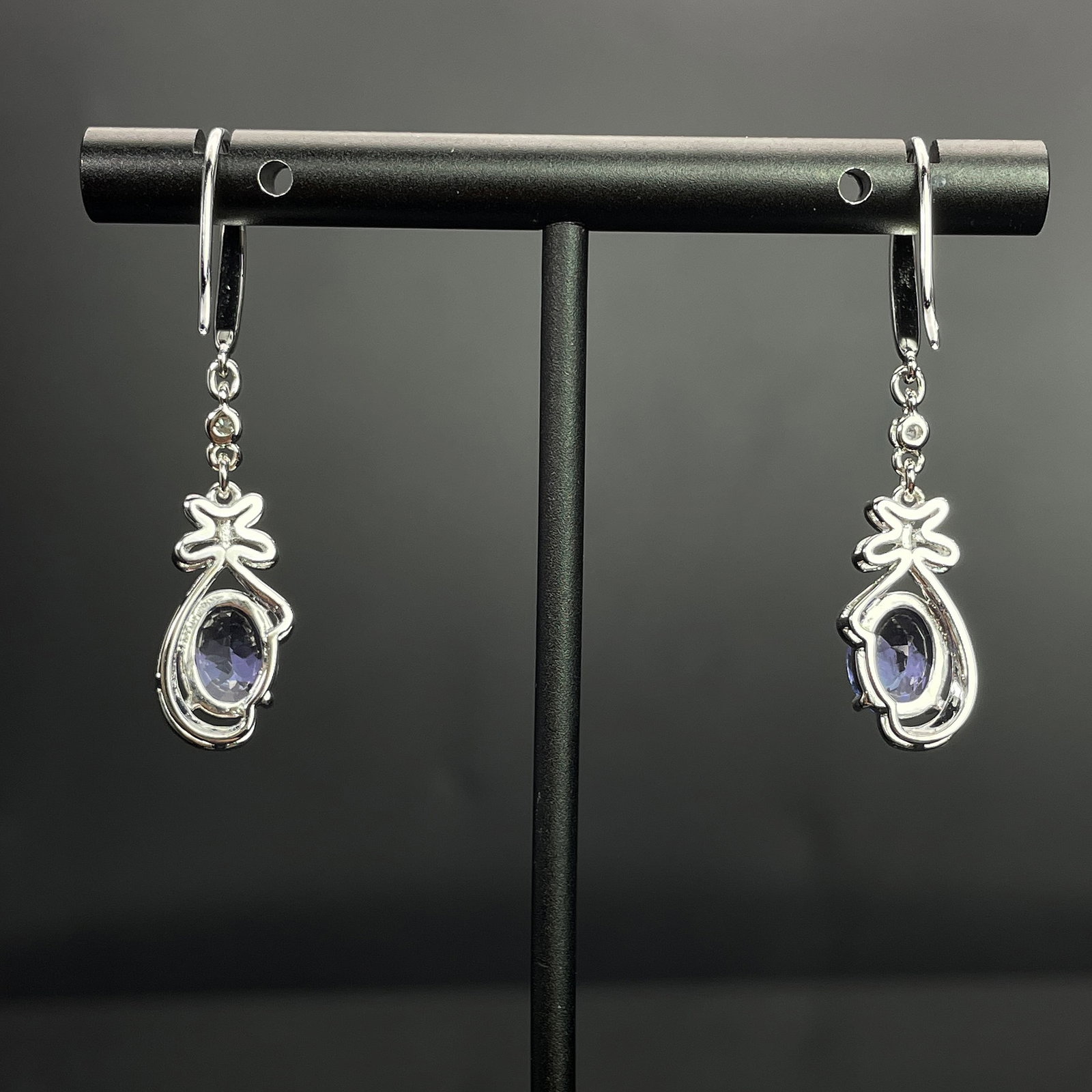 14k Gold 2.85 Ctw Natural Tanzanite & Diamond Earrings - 4