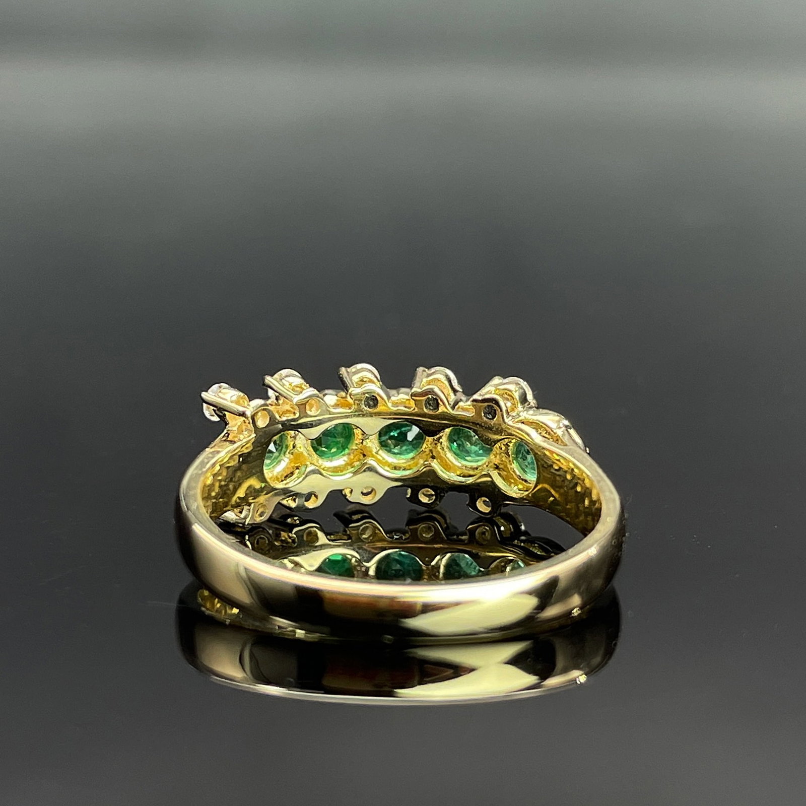 14k Gold 0.78 Ctw Vivid Green Natural Emerald & Diamond Ring - 4