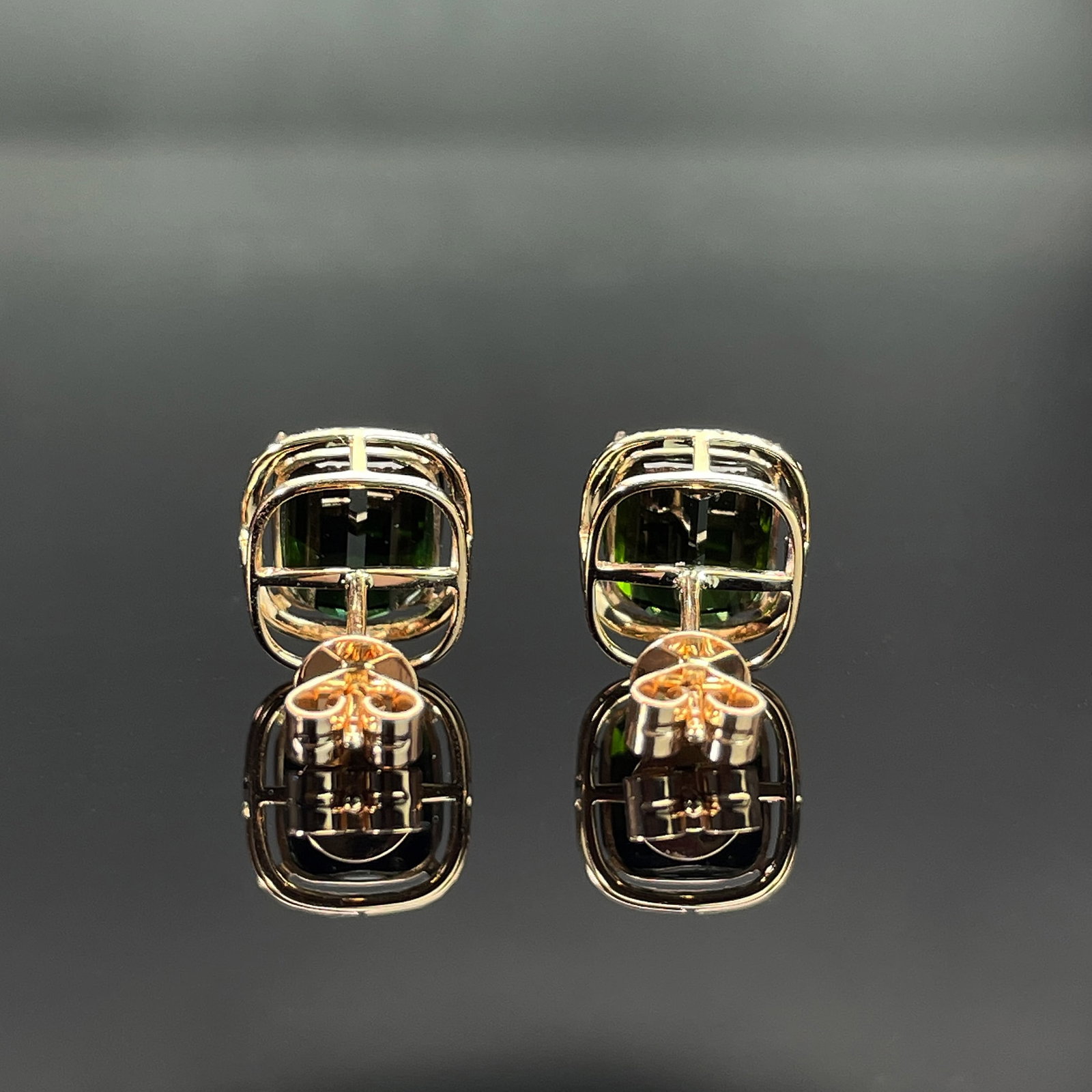 14k Gold 5 Ct Natural Tourmaline & Diamond Earrings - 4