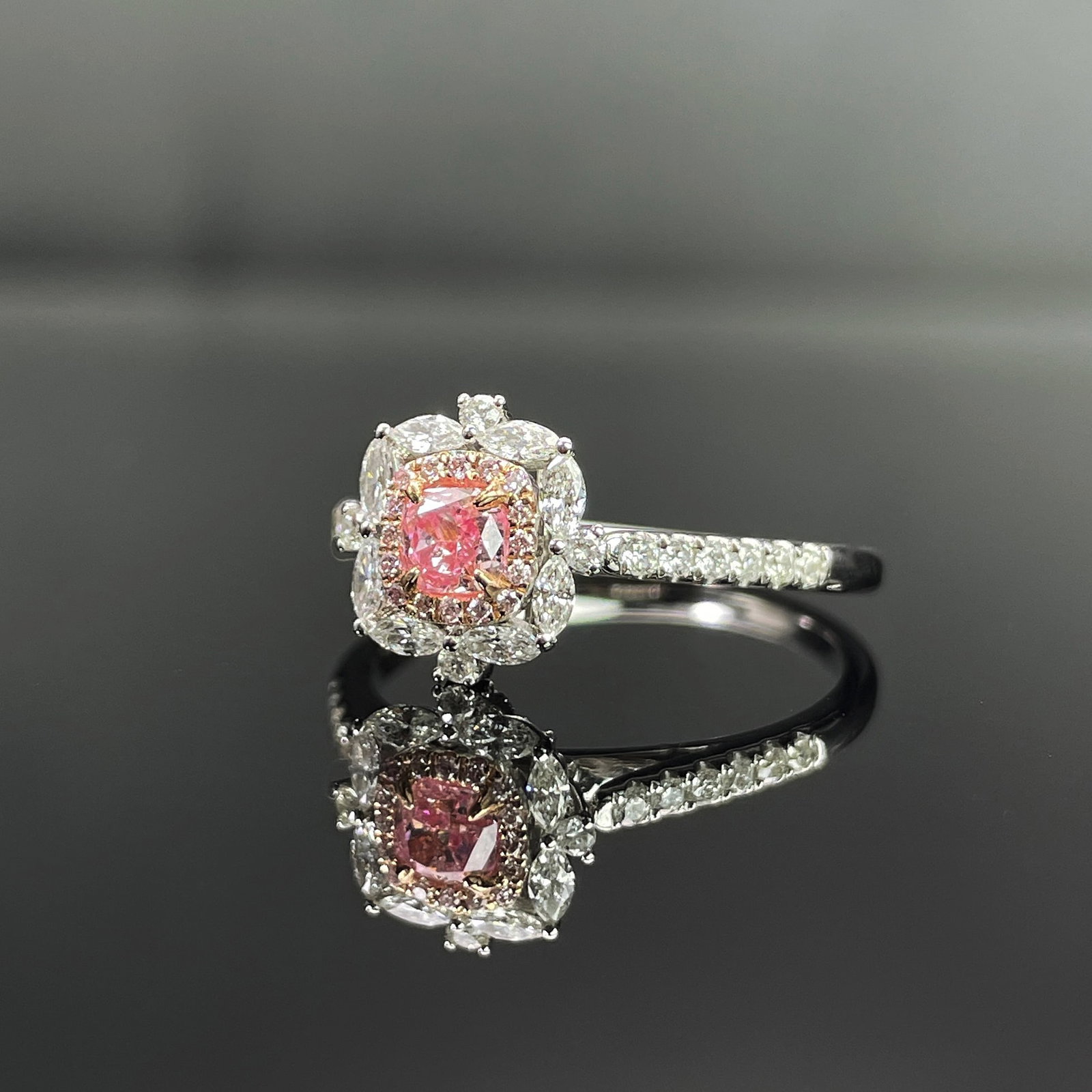 14k Gold 0.76 Ctw Natural Pink Diamond & Diamond Ring/pendant( Without Chain ) - 2