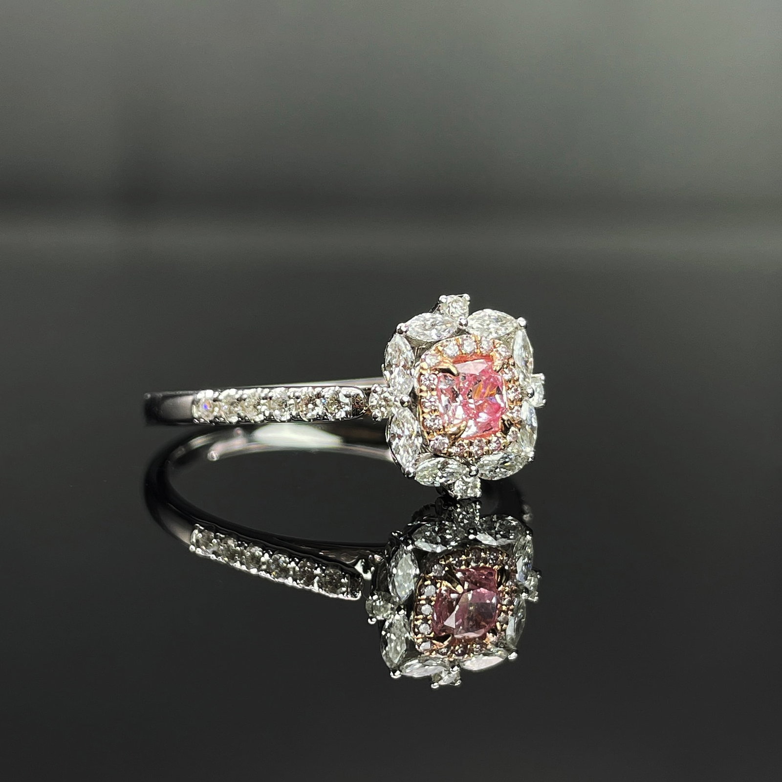 14k Gold 0.76 Ctw Natural Pink Diamond & Diamond Ring/pendant( Without Chain ) - 3