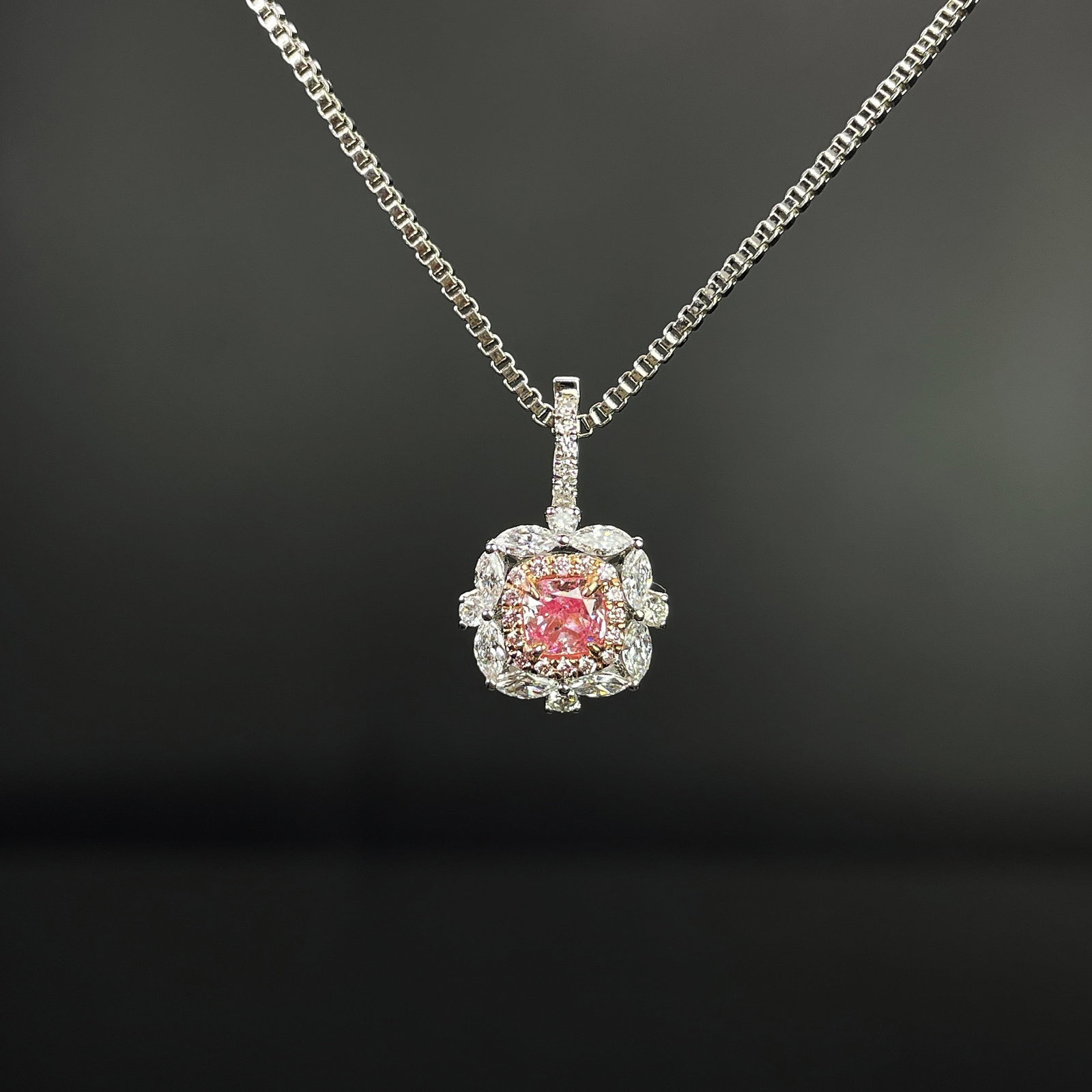 14k Gold 0.76 Ctw Natural Pink Diamond & Diamond Ring/pendant( Without Chain ) - 5