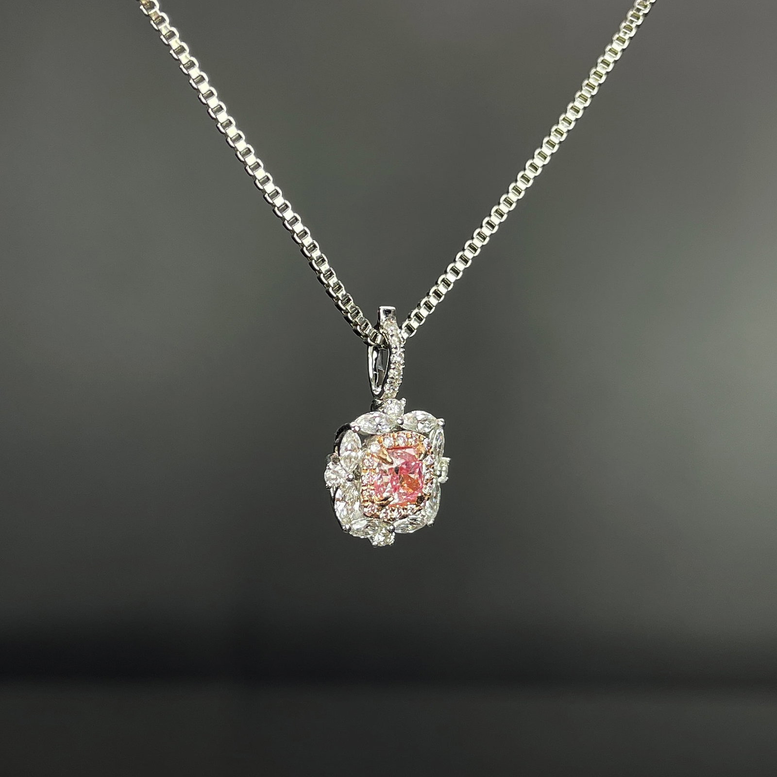 14k Gold 0.76 Ctw Natural Pink Diamond & Diamond Ring/pendant( Without Chain ) - 7