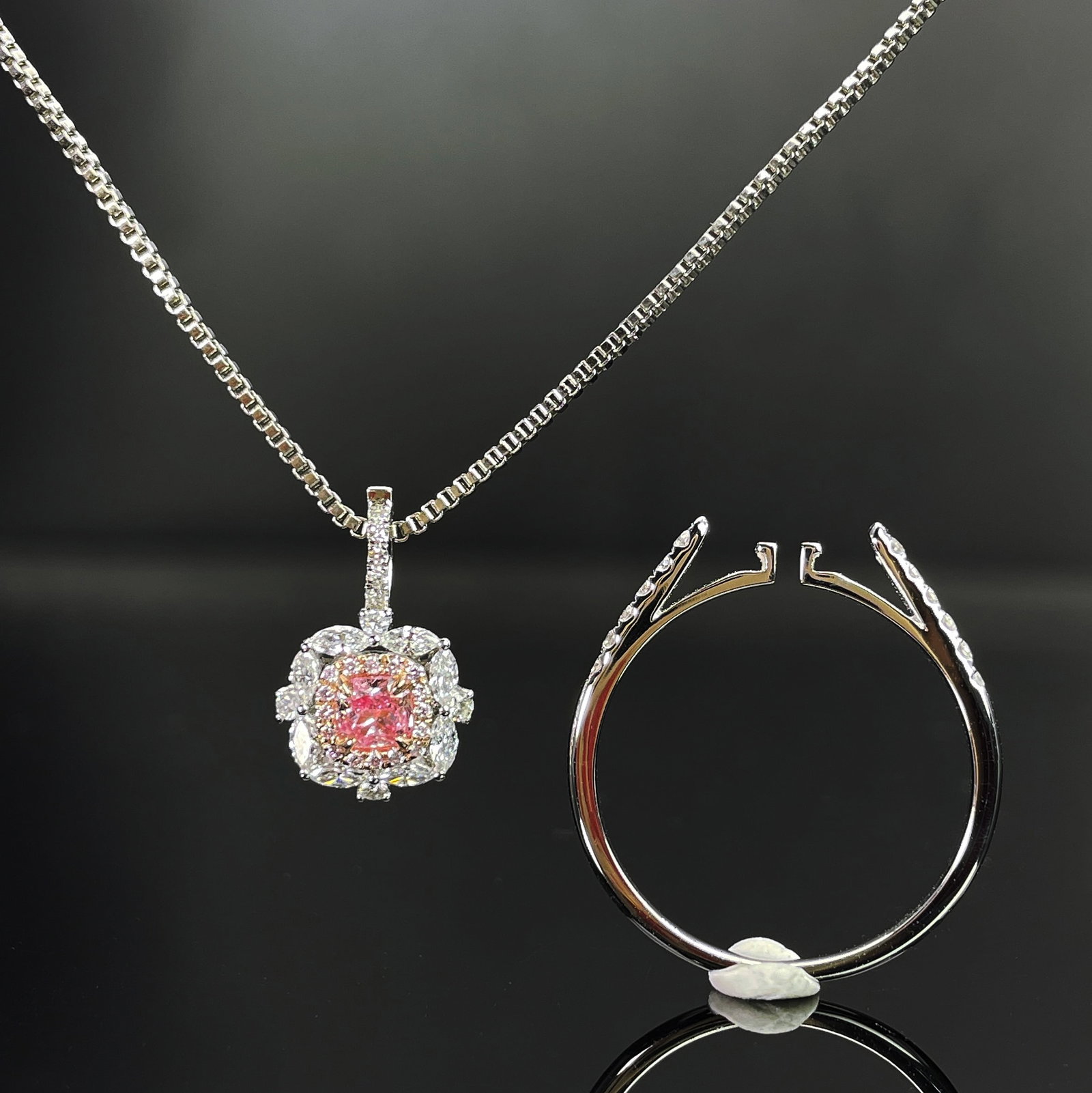 14k Gold 0.76 Ctw Natural Pink Diamond & Diamond Ring/pendant( Without Chain ) - 9
