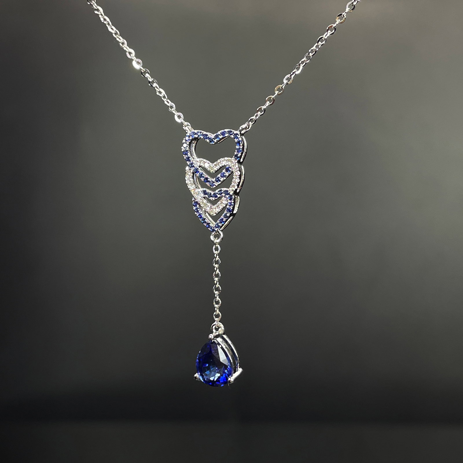 14k Gold 1.1 Ctw Natural Sapphire & Diamond Necklace - 2