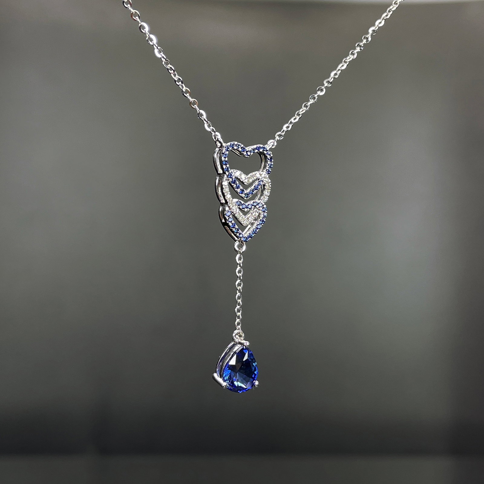 14k Gold 1.1 Ctw Natural Sapphire & Diamond Necklace - 3
