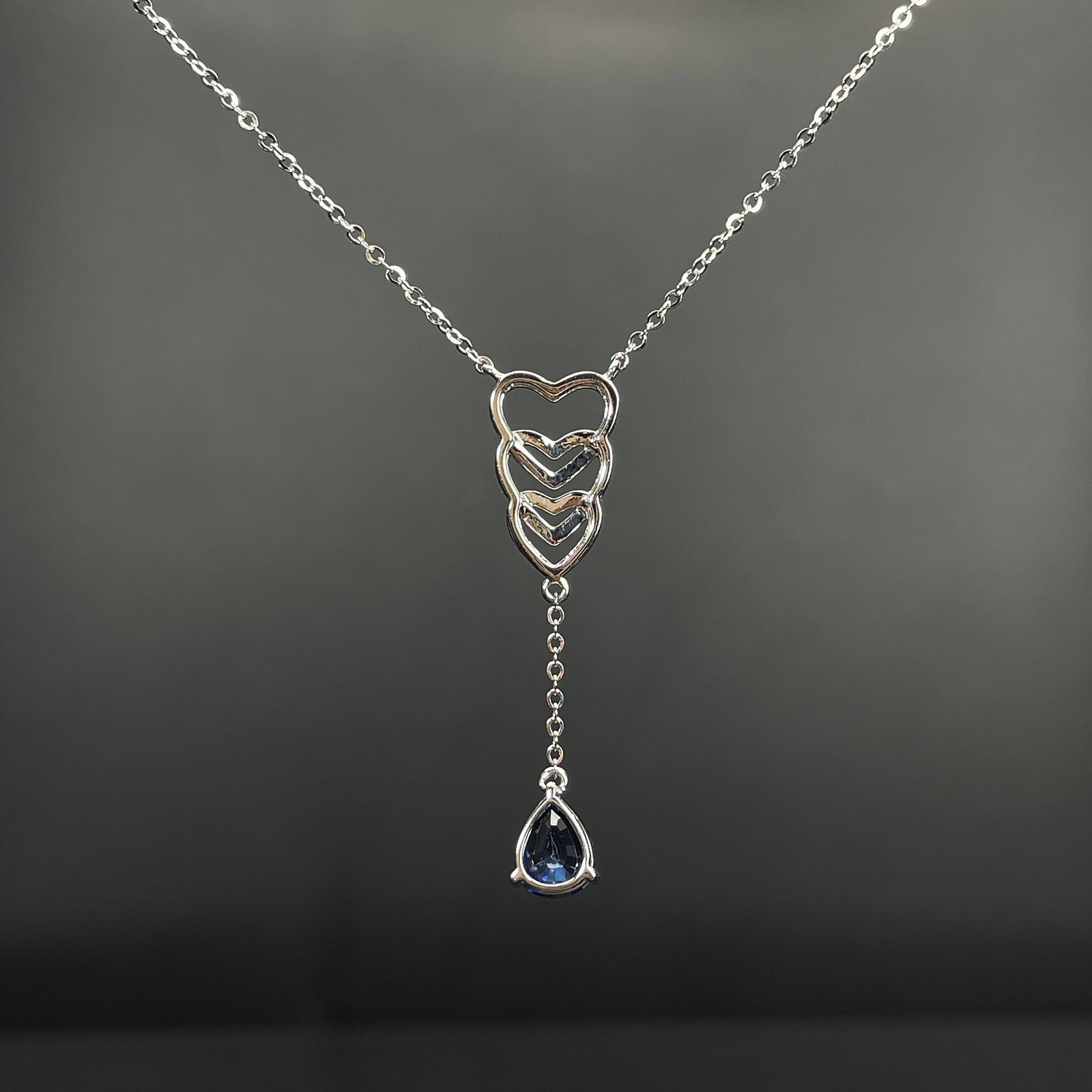 14k Gold 1.1 Ctw Natural Sapphire & Diamond Necklace - 4