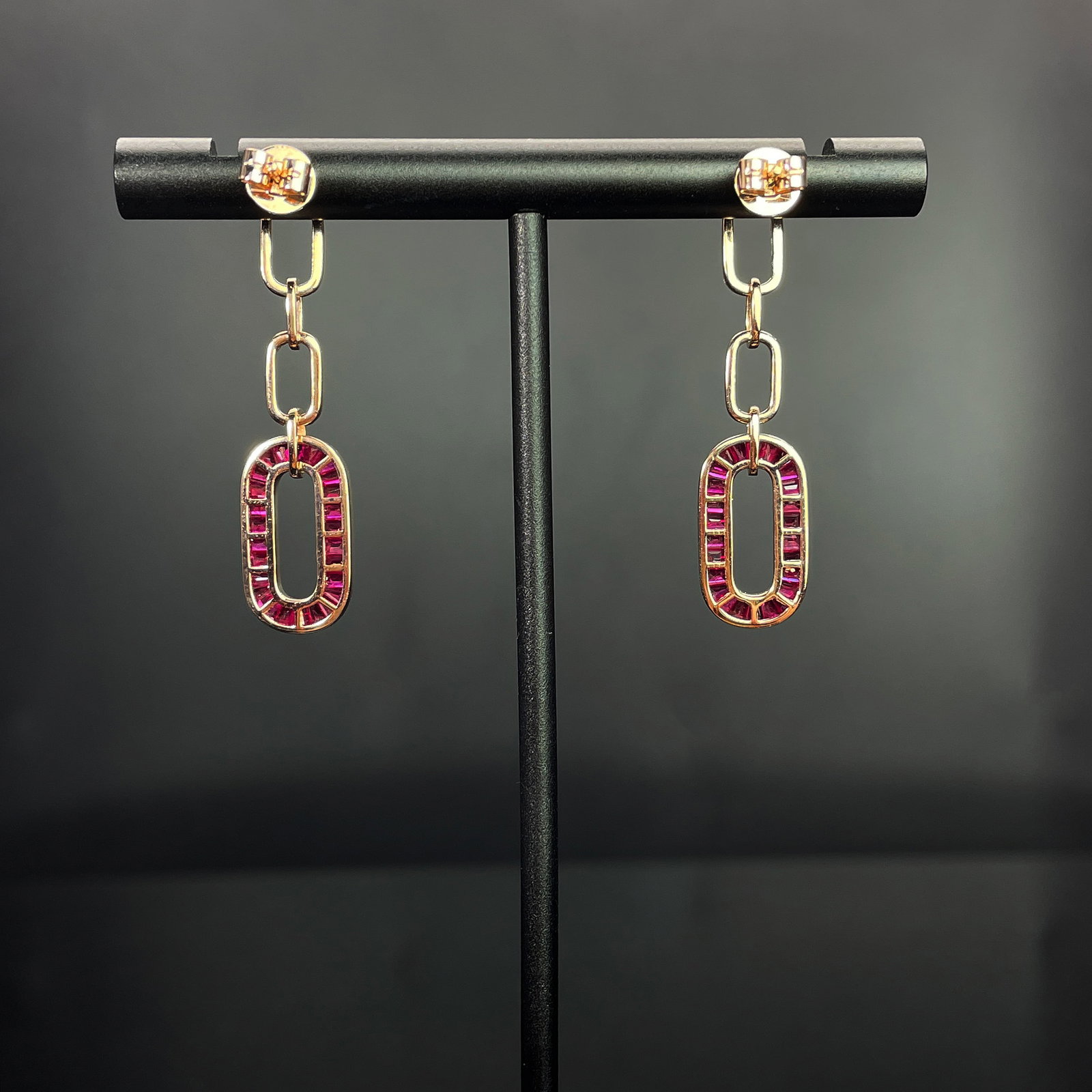 14k Gold 2.70 Ctw Natural Ruby & Diamond Earrings - 4