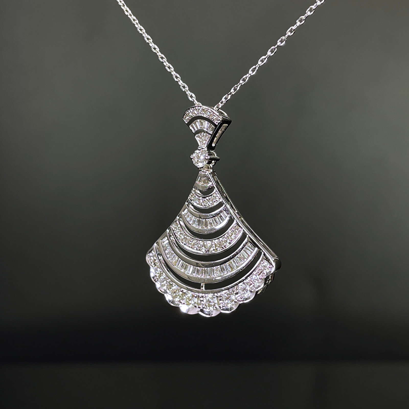 14k Gold 0.98 Ct Natural H Diamond Necklace - 2