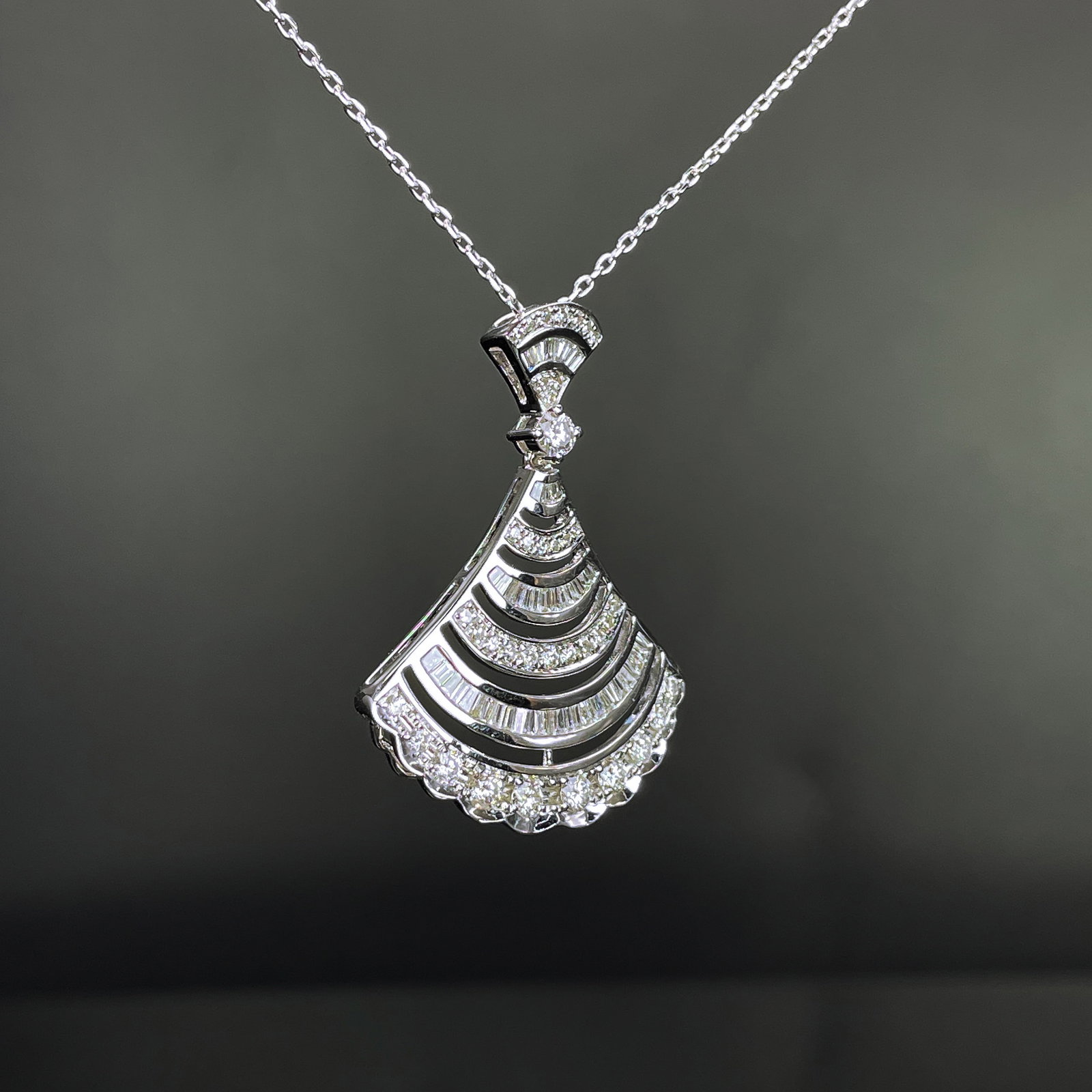 14k Gold 0.98 Ct Natural H Diamond Necklace - 3
