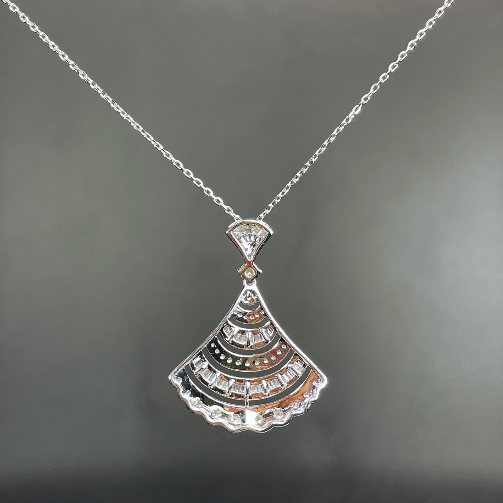 14k Gold 0.98 Ct Natural H Diamond Necklace - 4