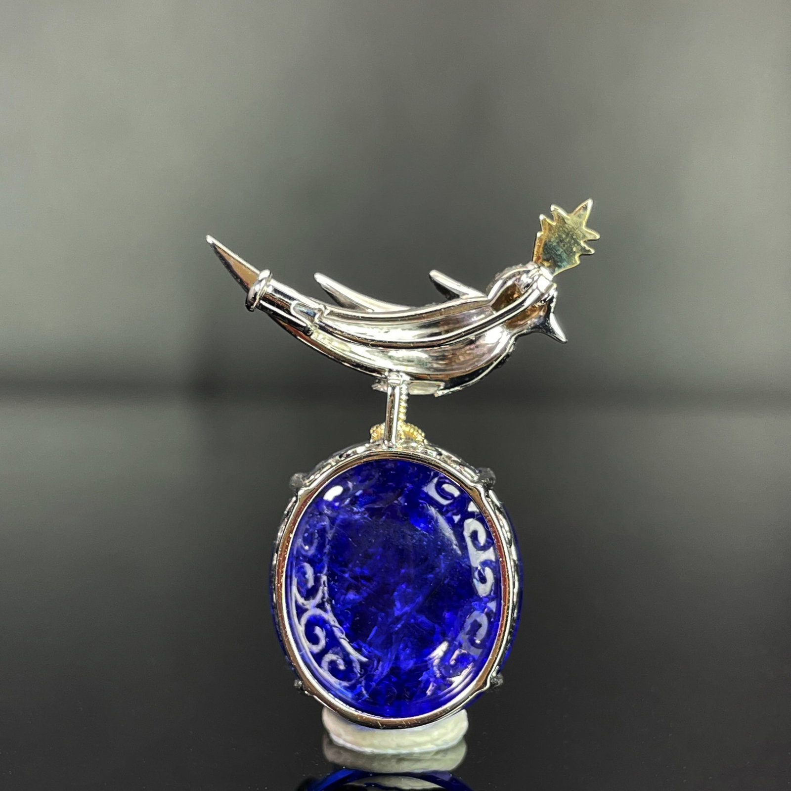 14k Gold 39.87 Ctw Natural Tanzanite & Diamond Pendant( Without Chain ) - 4