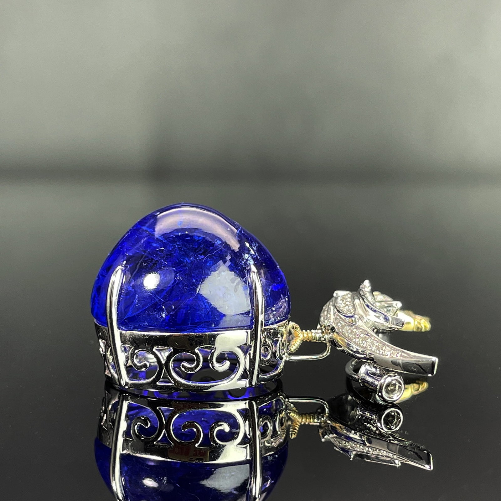 14k Gold 39.87 Ctw Natural Tanzanite & Diamond Pendant( Without Chain ) - 5