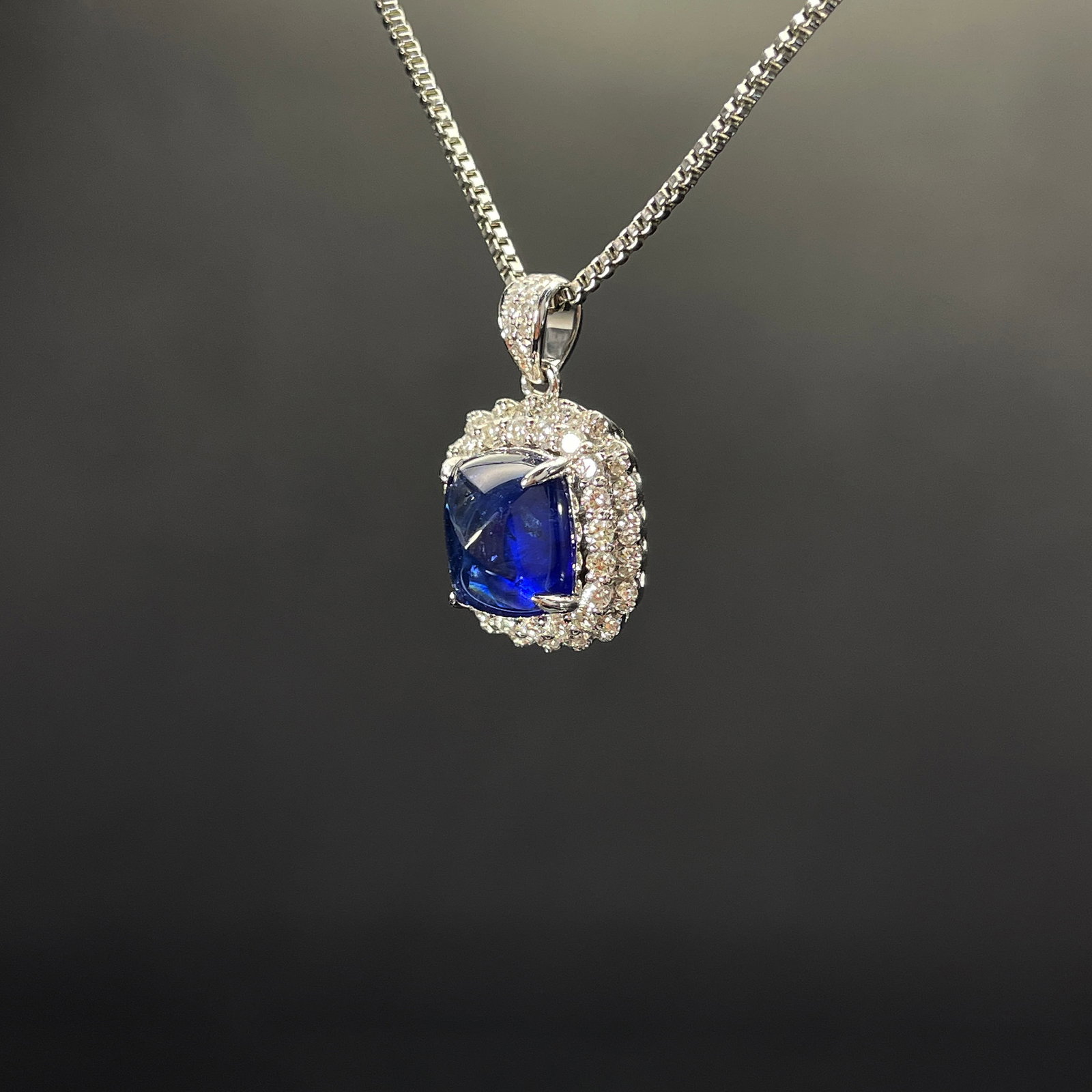 14k Gold 2.64 Ctw Natural Sapphire & Diamond Pendant( Without Chain ) - 2