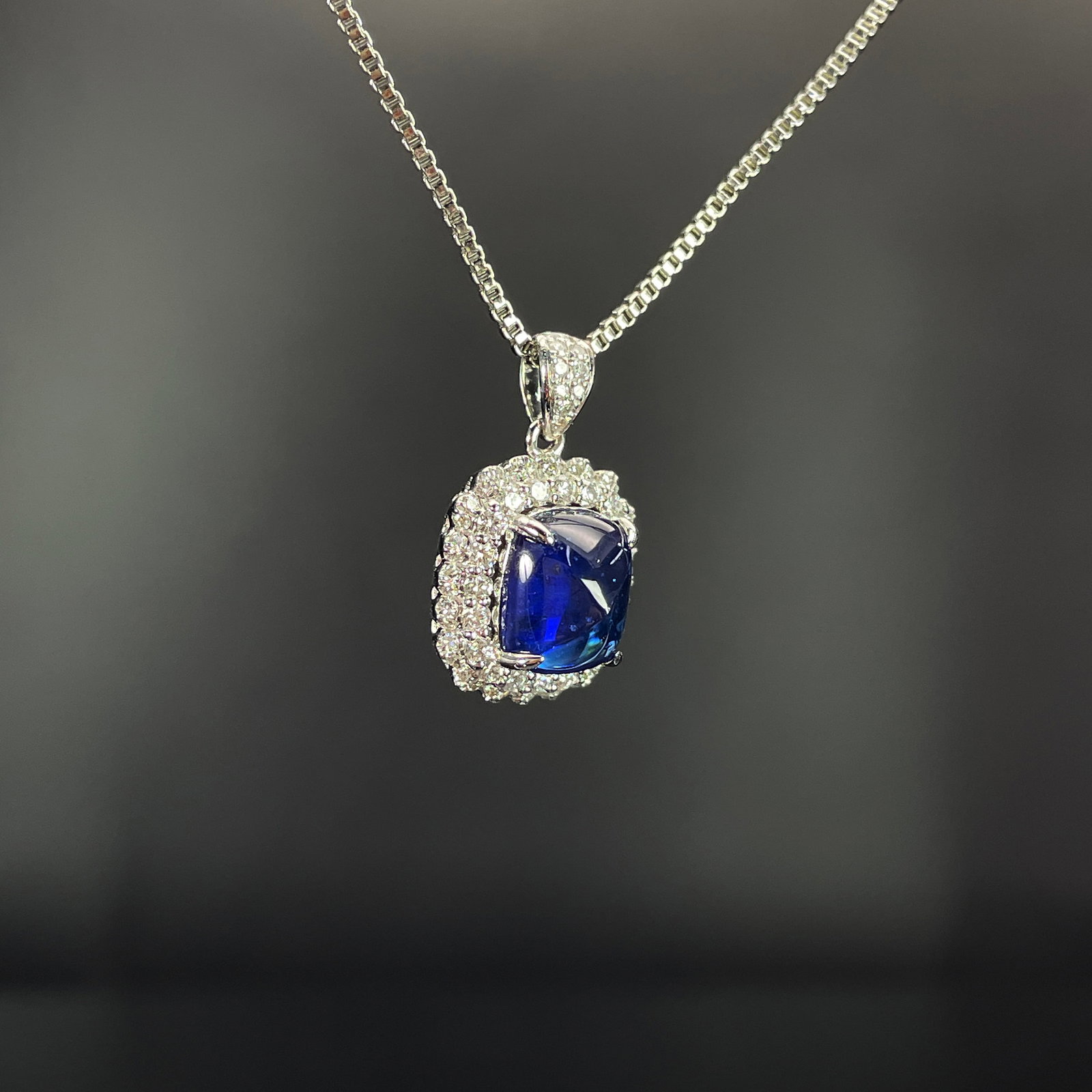 14k Gold 2.64 Ctw Natural Sapphire & Diamond Pendant( Without Chain ) - 3