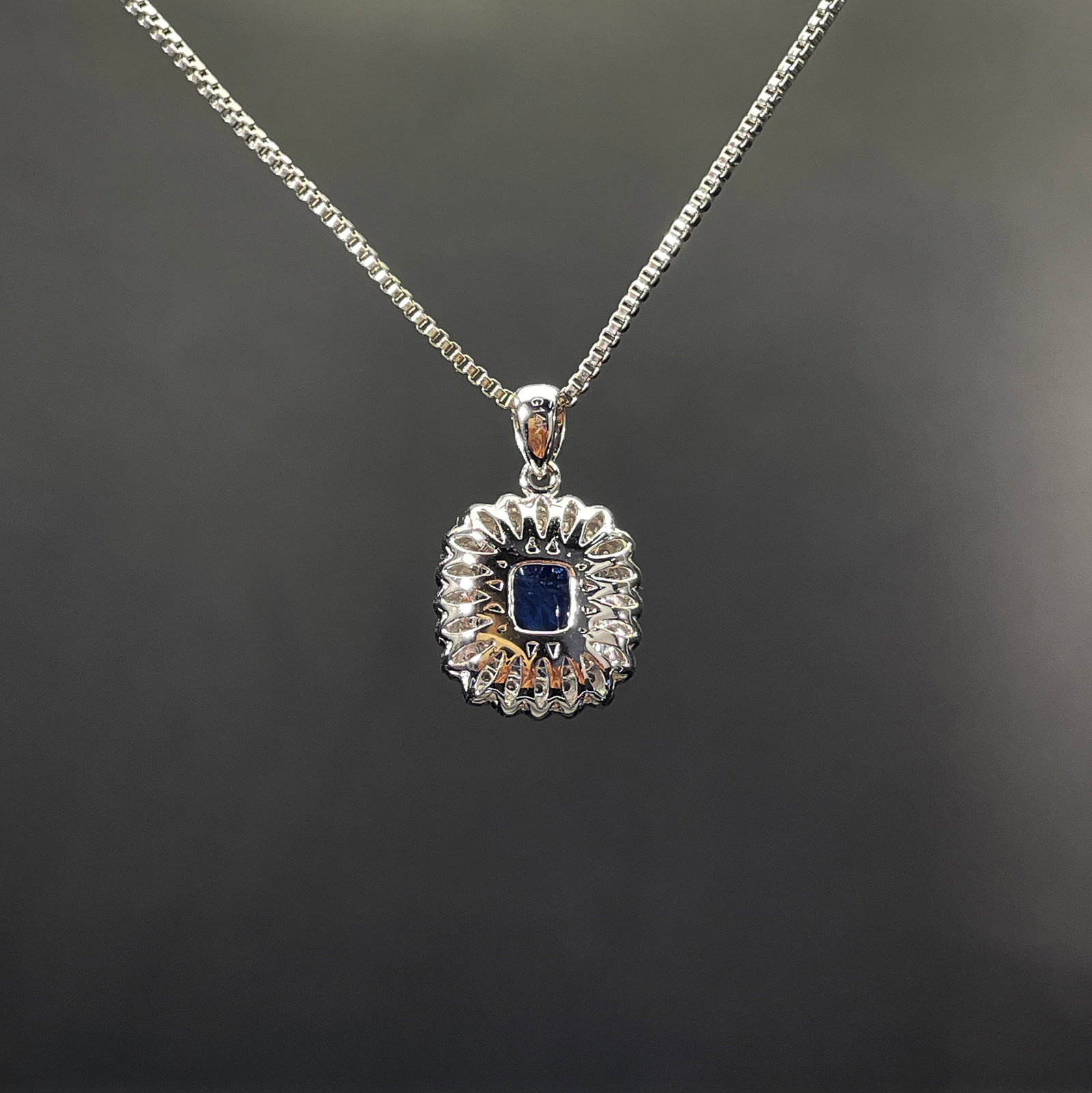 14k Gold 2.64 Ctw Natural Sapphire & Diamond Pendant( Without Chain ) - 4