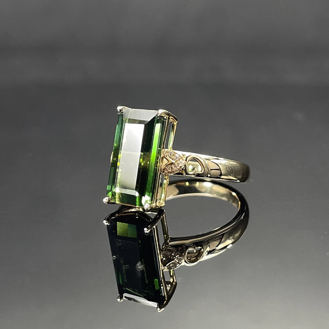 14k Gold 3.28 Ctw Natural Tourmaline & Diamond Ring - 2