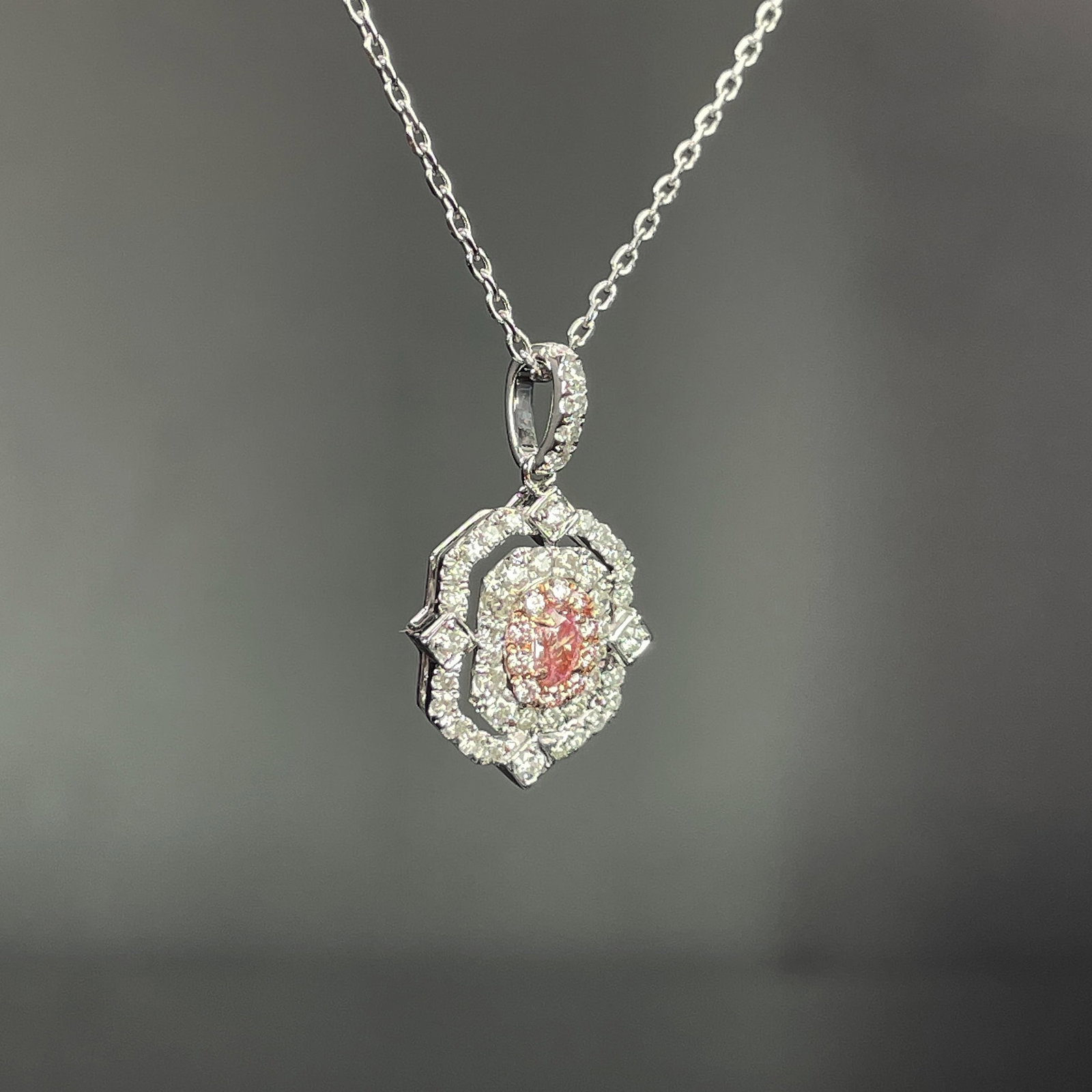 14k Gold 0.46 Ctw Natural Pink Diamond & Diamond Pendant( Without Chain ) - 3