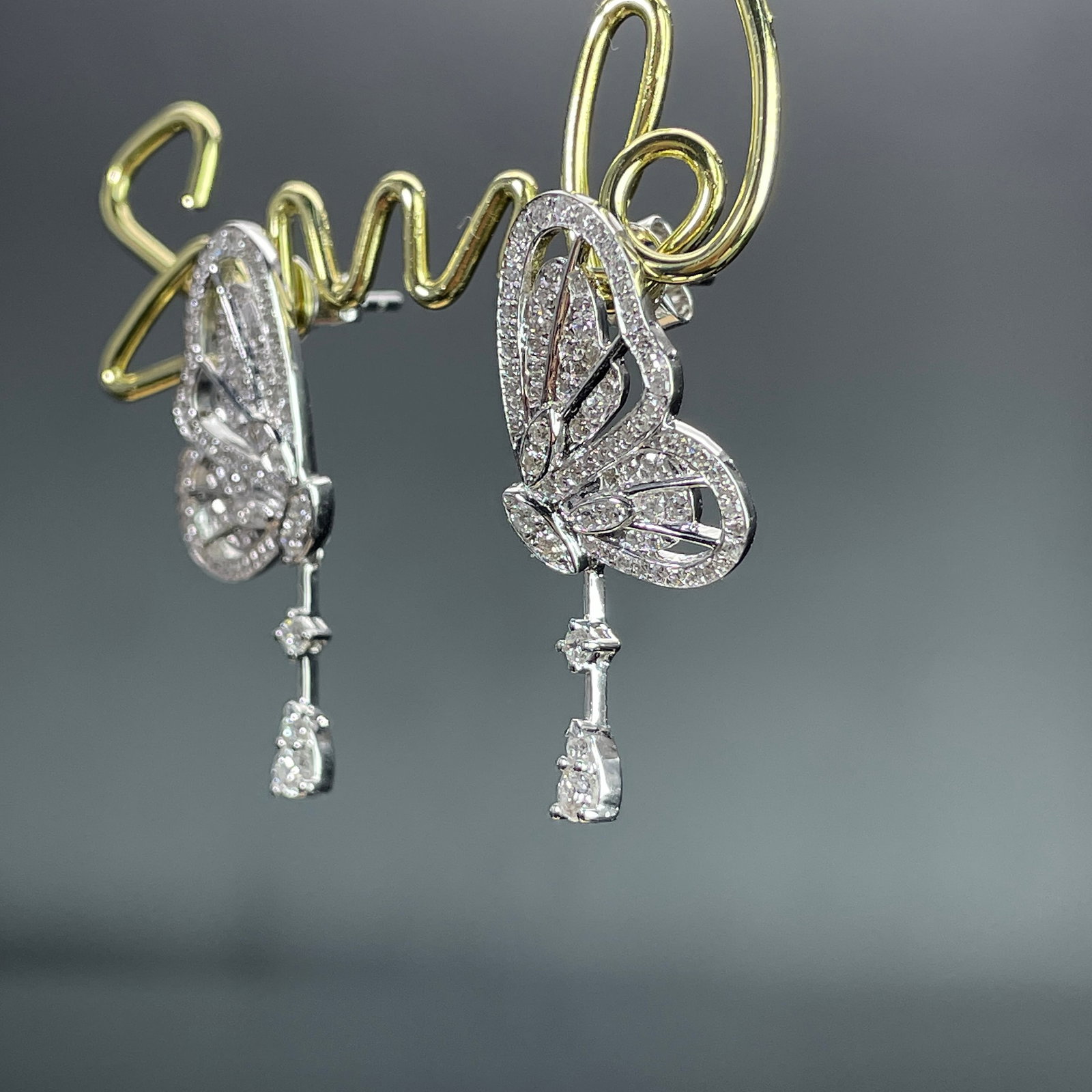 14k Gold 0.58 Ct Natural H Diamond & Butterfly Earrings - 3