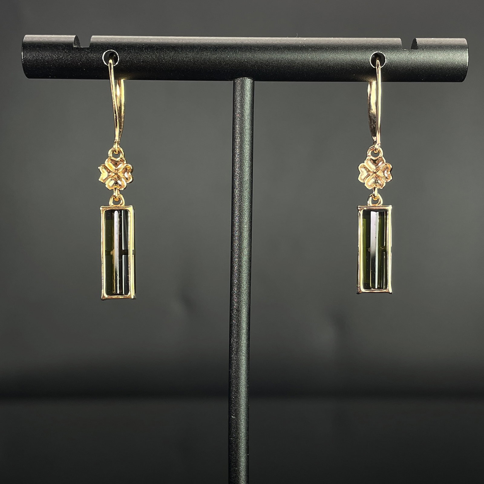 14k Gold 4.18 Ctw Natural Tourmaline & Diamond Earrings - 4