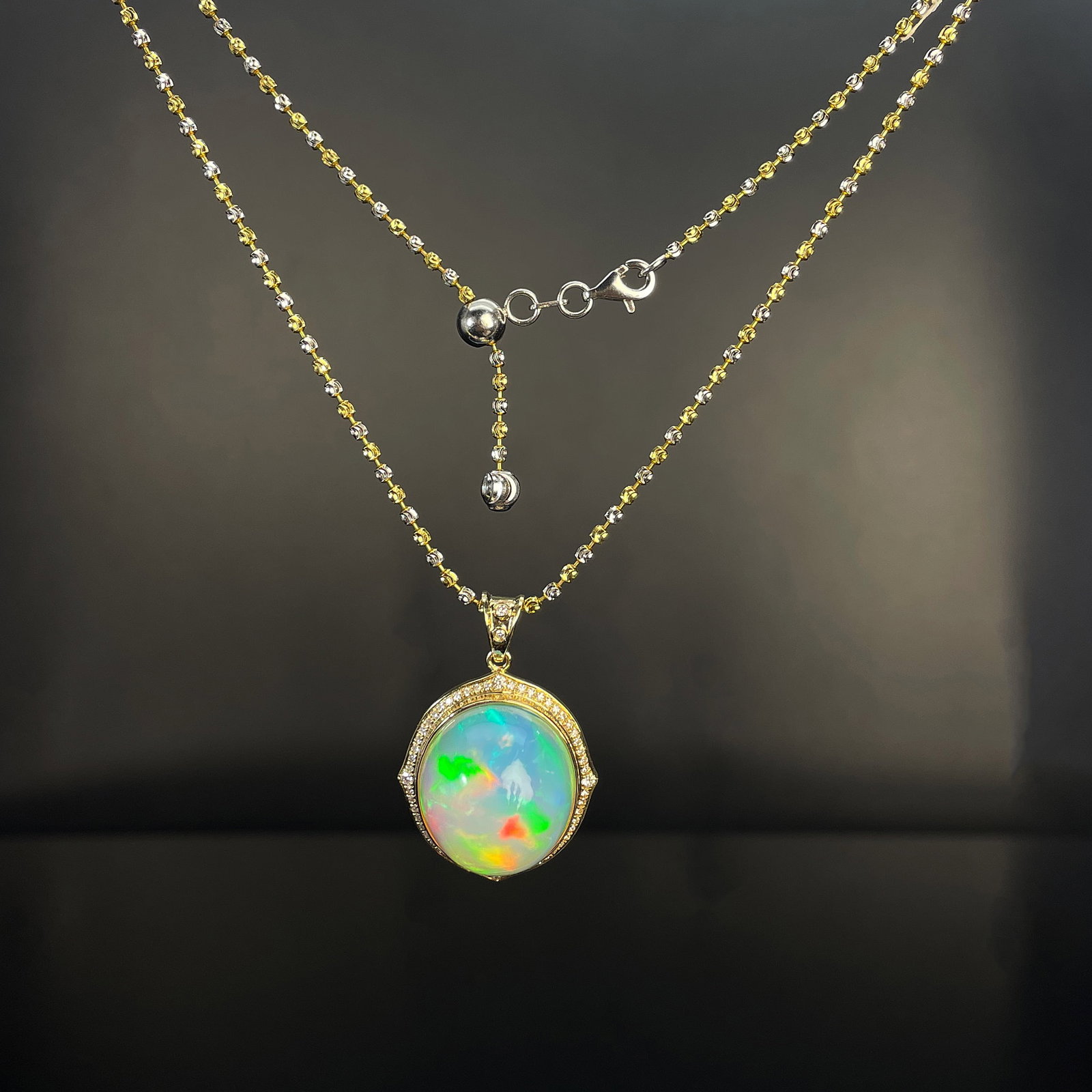 14k Gold 13.95 Ctw Natural Opal & Diamond Pendant( Without Chain ) - 5