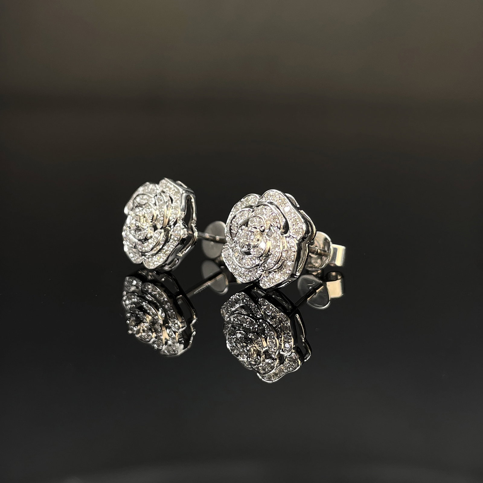14k Gold 0.32 Ct Natural H Diamond & Flowers Earrings - 3