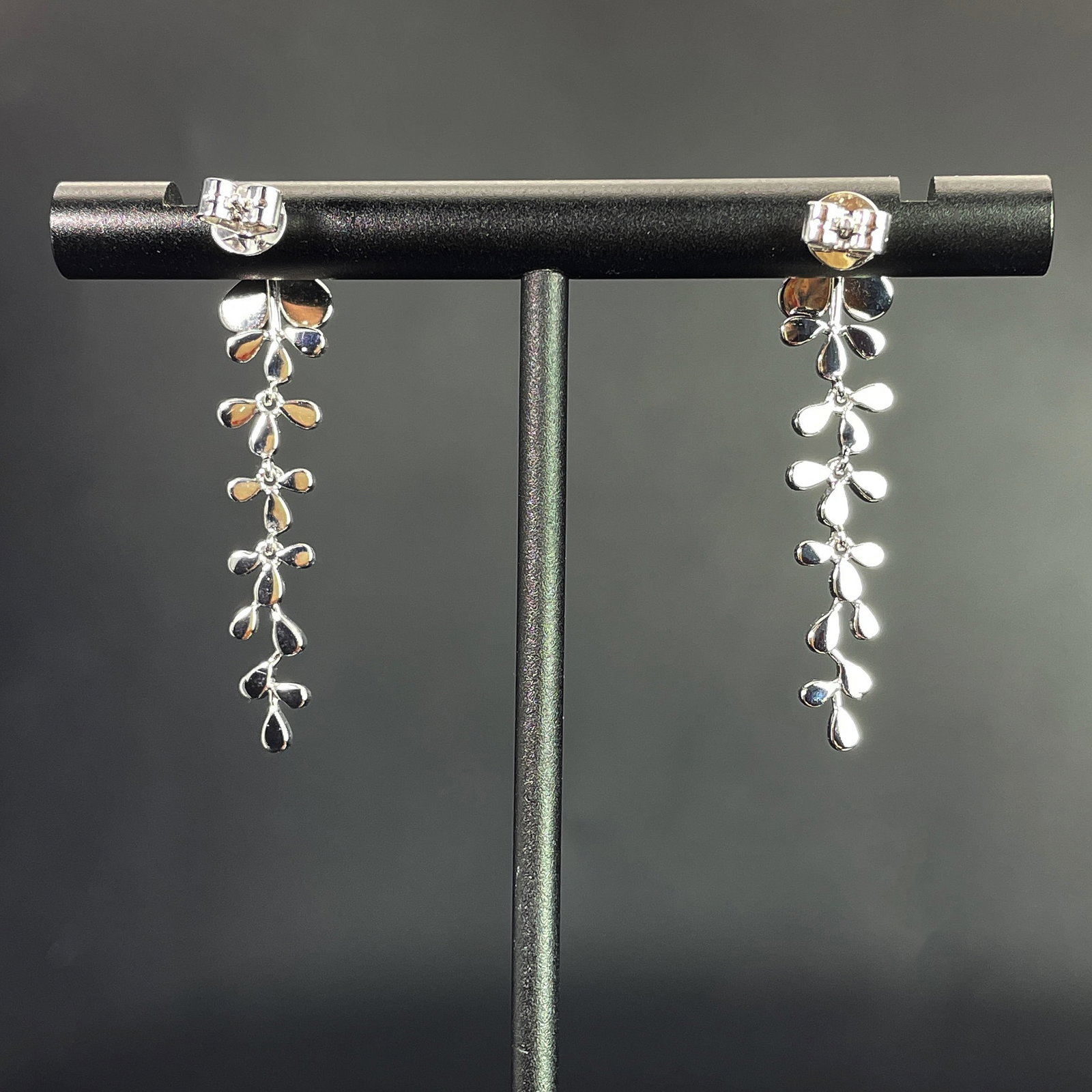14k Gold 0.42 Ct Natural H Diamond & Flowers Earrings - 4