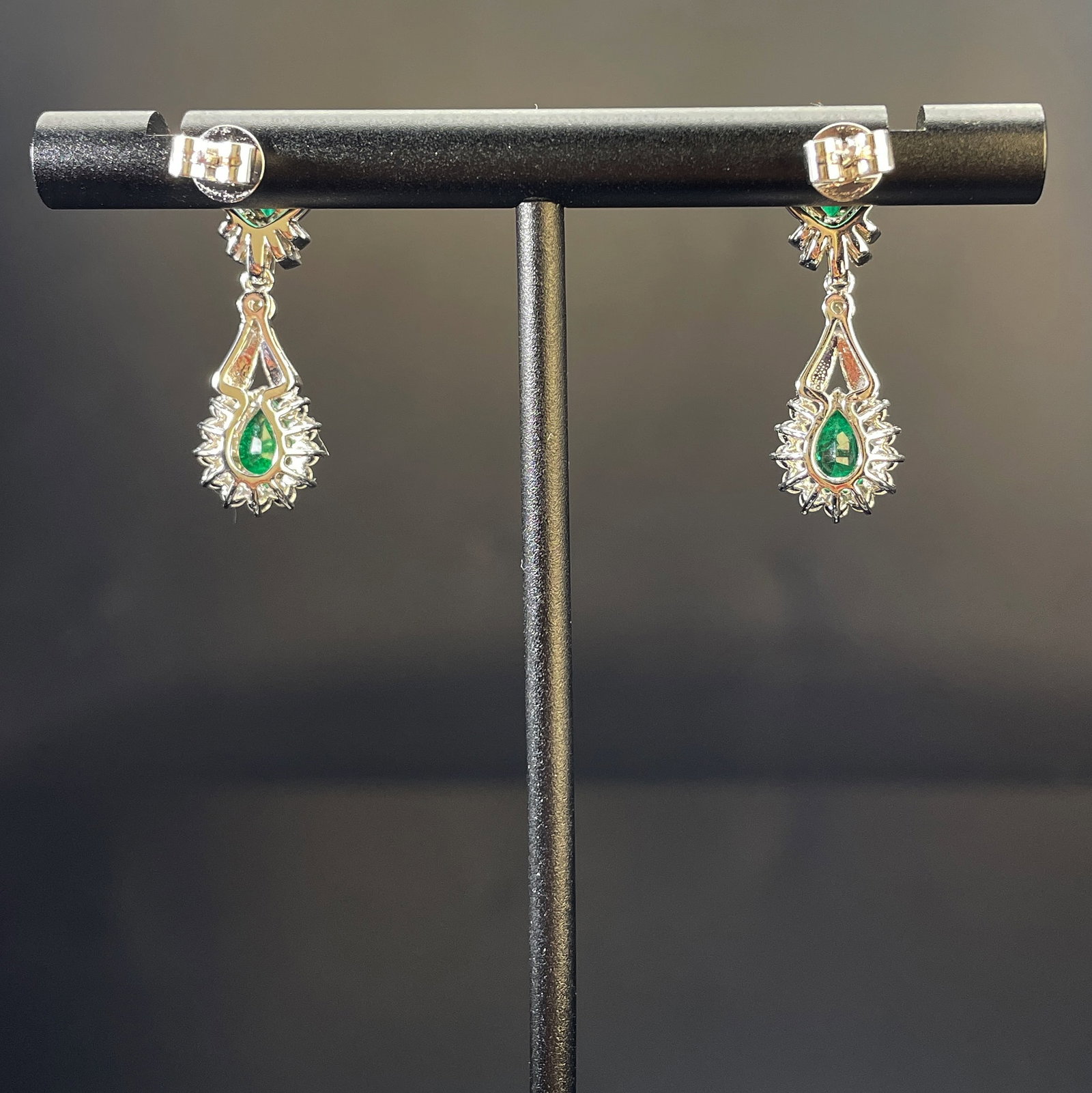 14k Gold 2.03 Ctw Natural Emerald & Diamond Earrings - 2