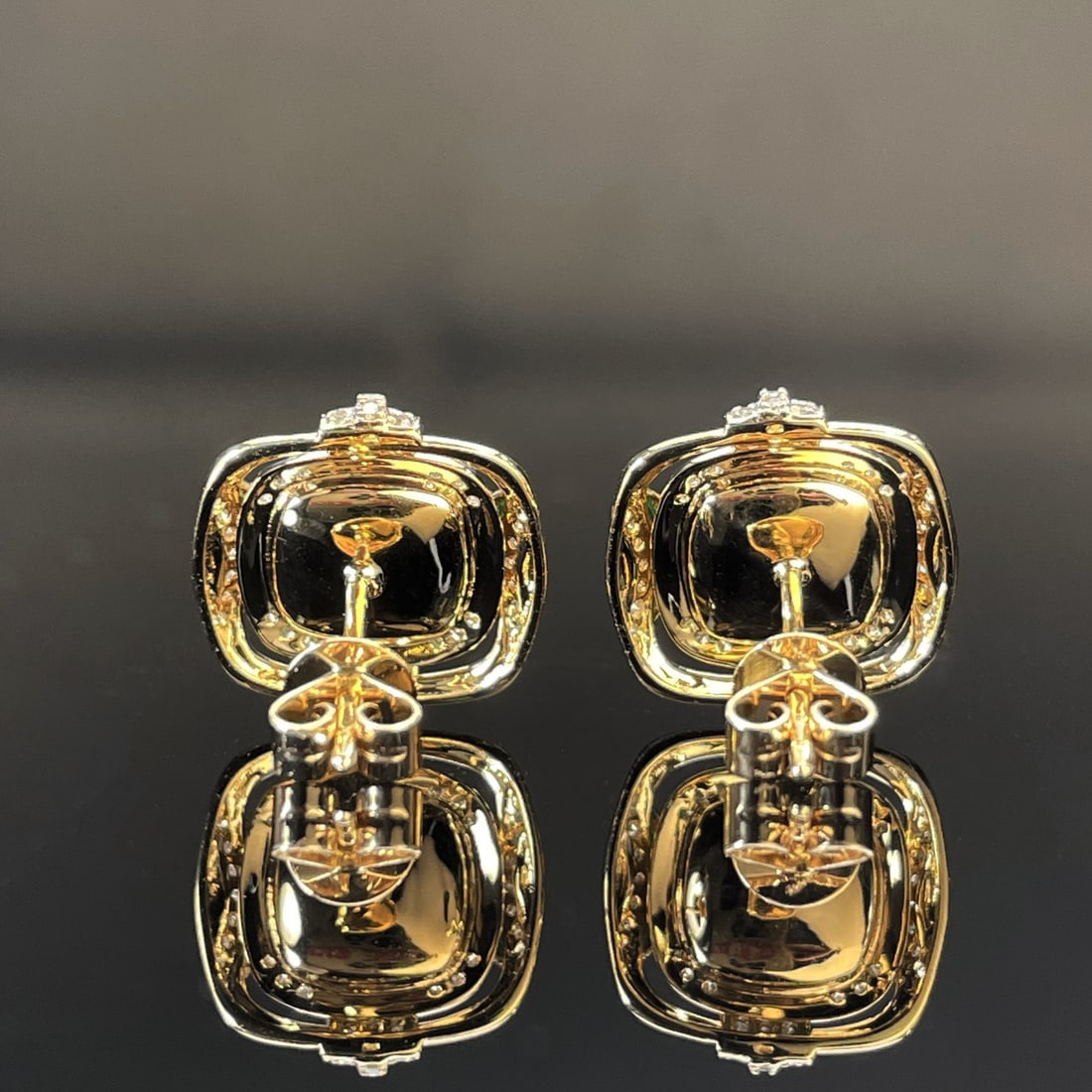 14k Gold 2.9 Ct Natural Emerald & Diamond Earrings - 4