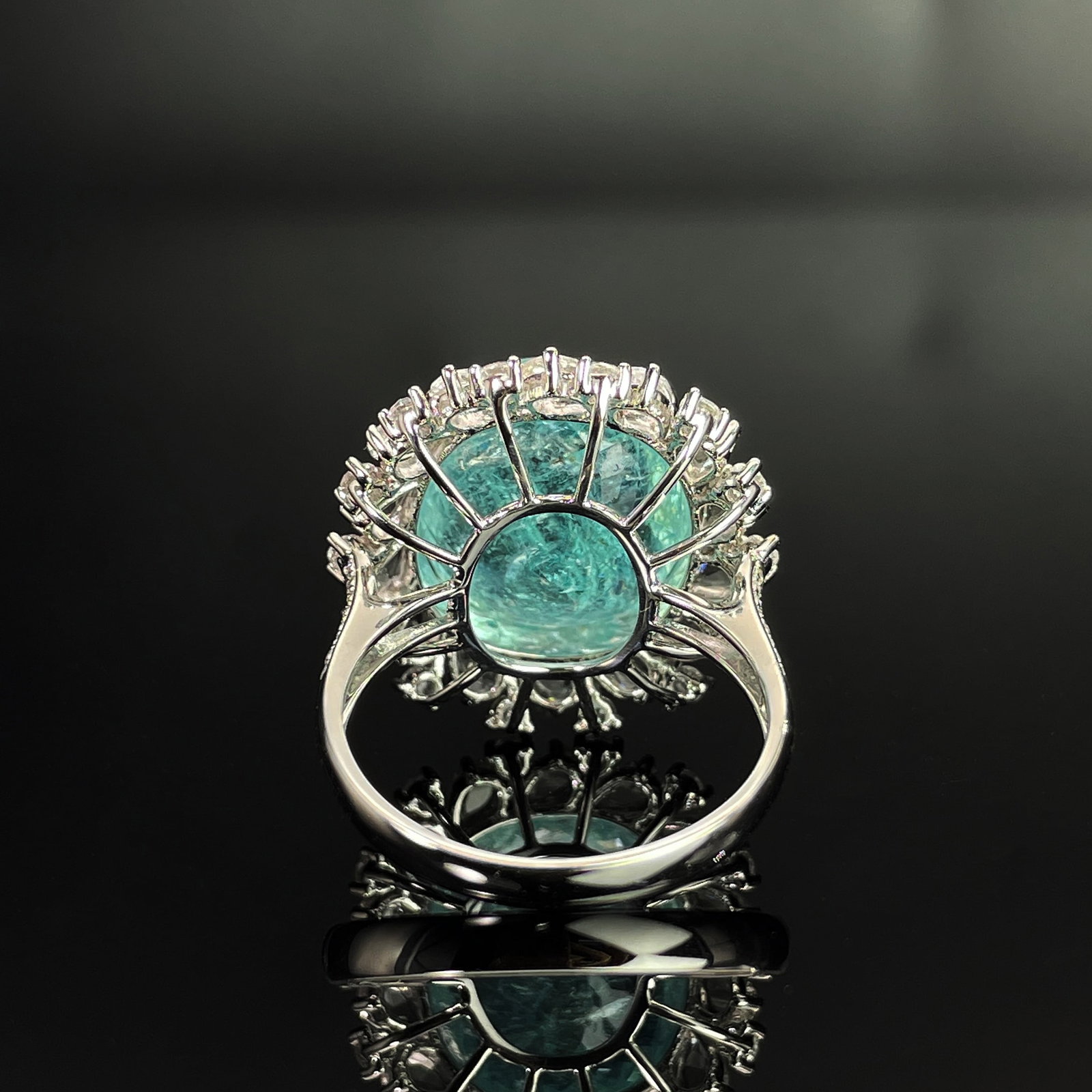 14k Gold 10.5 Ct Natural Paraiba Tourmaline & Diamond & Sapphire Ring - 4