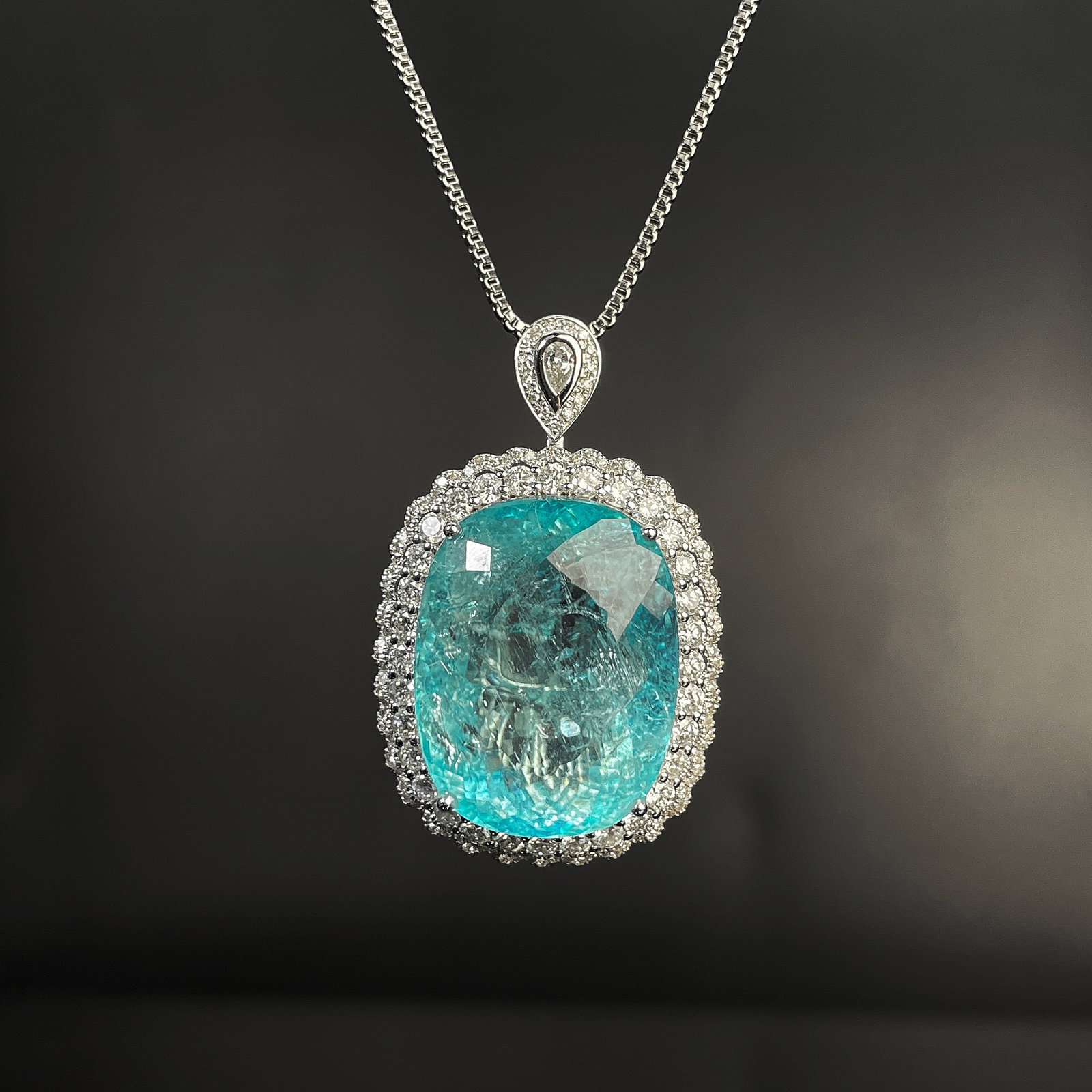 14k Gold 25.9 Ct Natural Paraiba Tourmaline & Diamond Ring/pendant( Without Chain ) - 5