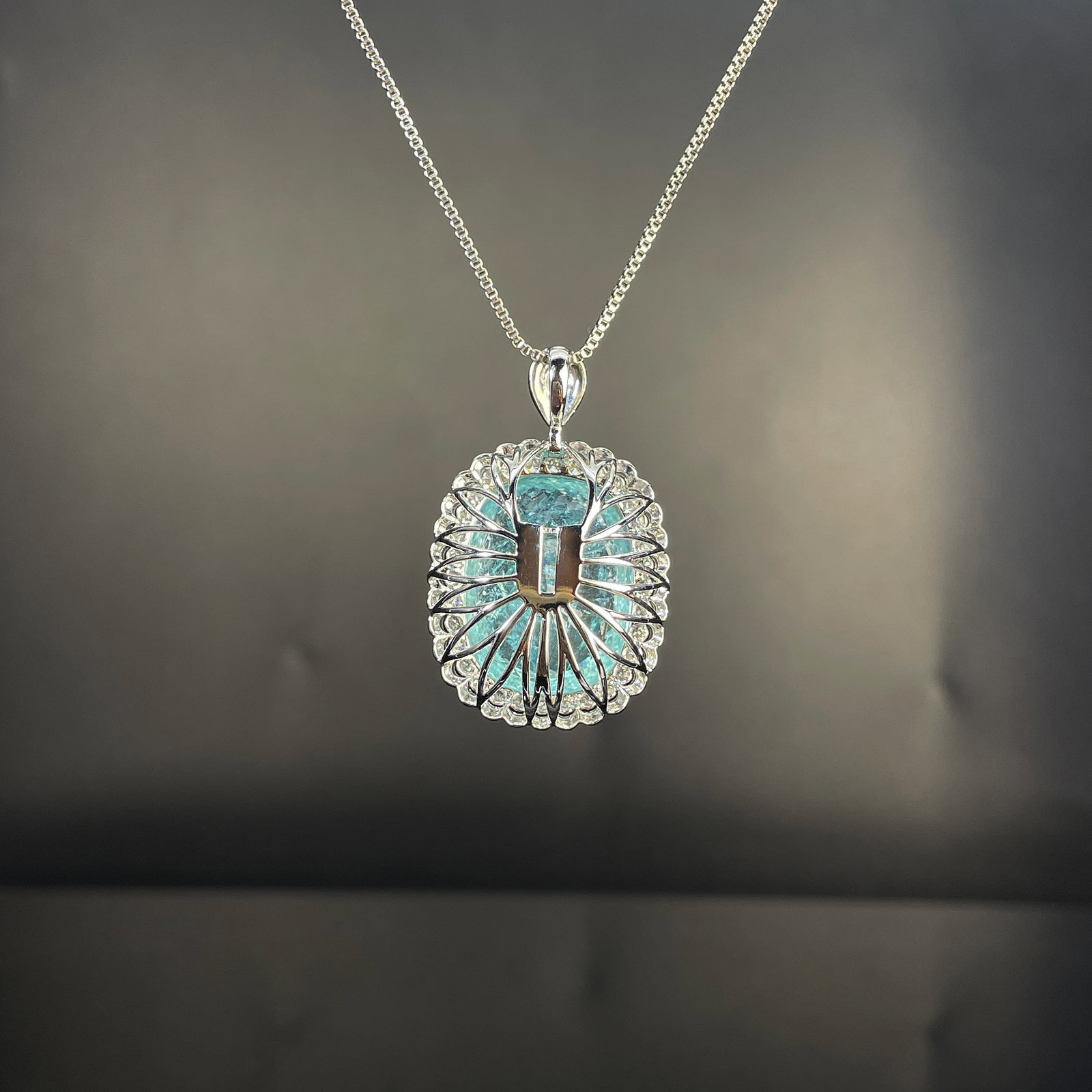 14k Gold 25.9 Ct Natural Paraiba Tourmaline & Diamond Ring/pendant( Without Chain ) - 8