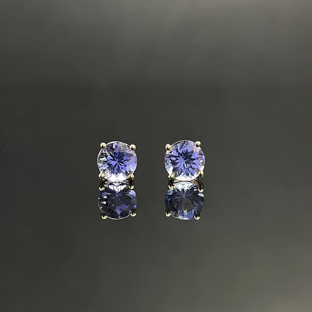 14k Gold 1.52 Ct Natural Tanzanite Earrings - 2