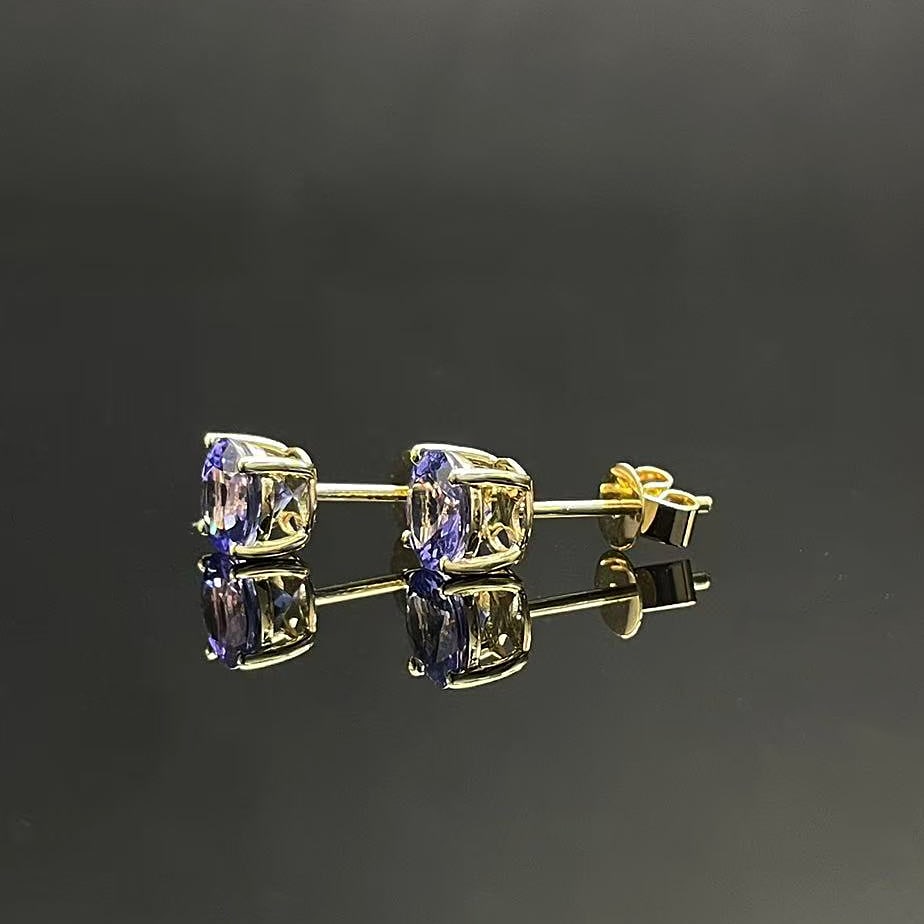 14k Gold 1.52 Ct Natural Tanzanite Earrings - 3