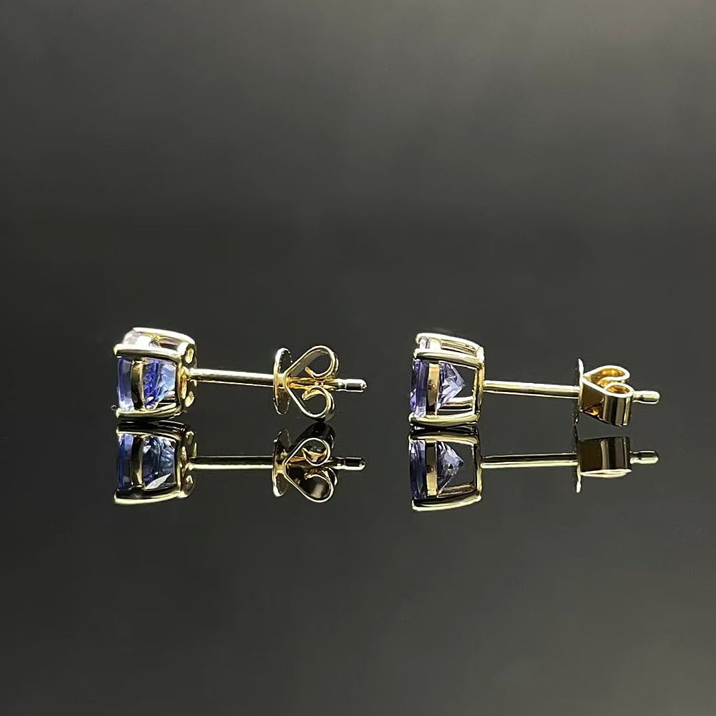 14k Gold 1.52 Ct Natural Tanzanite Earrings - 4