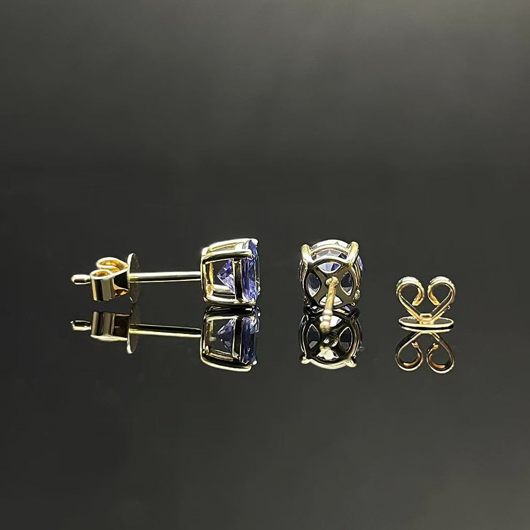 14k Gold 1.52 Ct Natural Tanzanite Earrings - 5