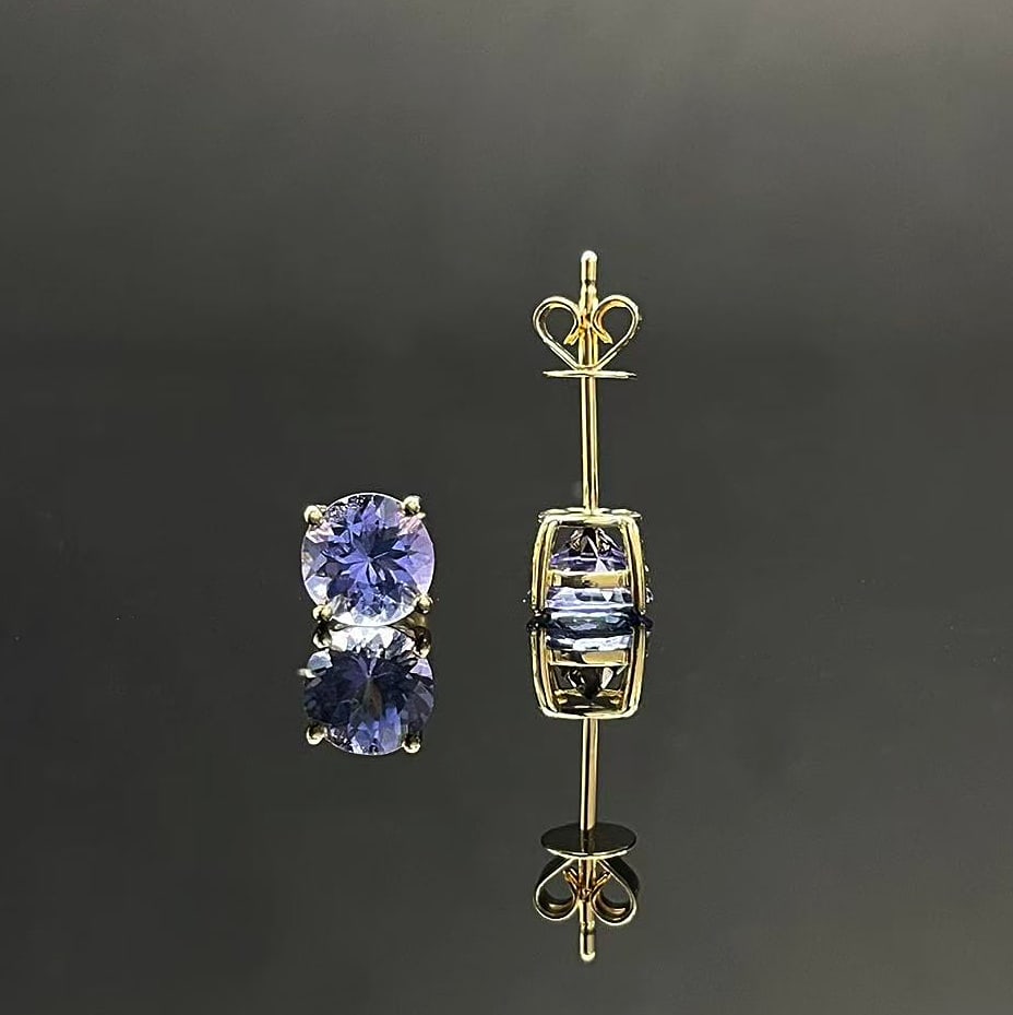 14k Gold 1.52 Ct Natural Tanzanite Earrings - 6