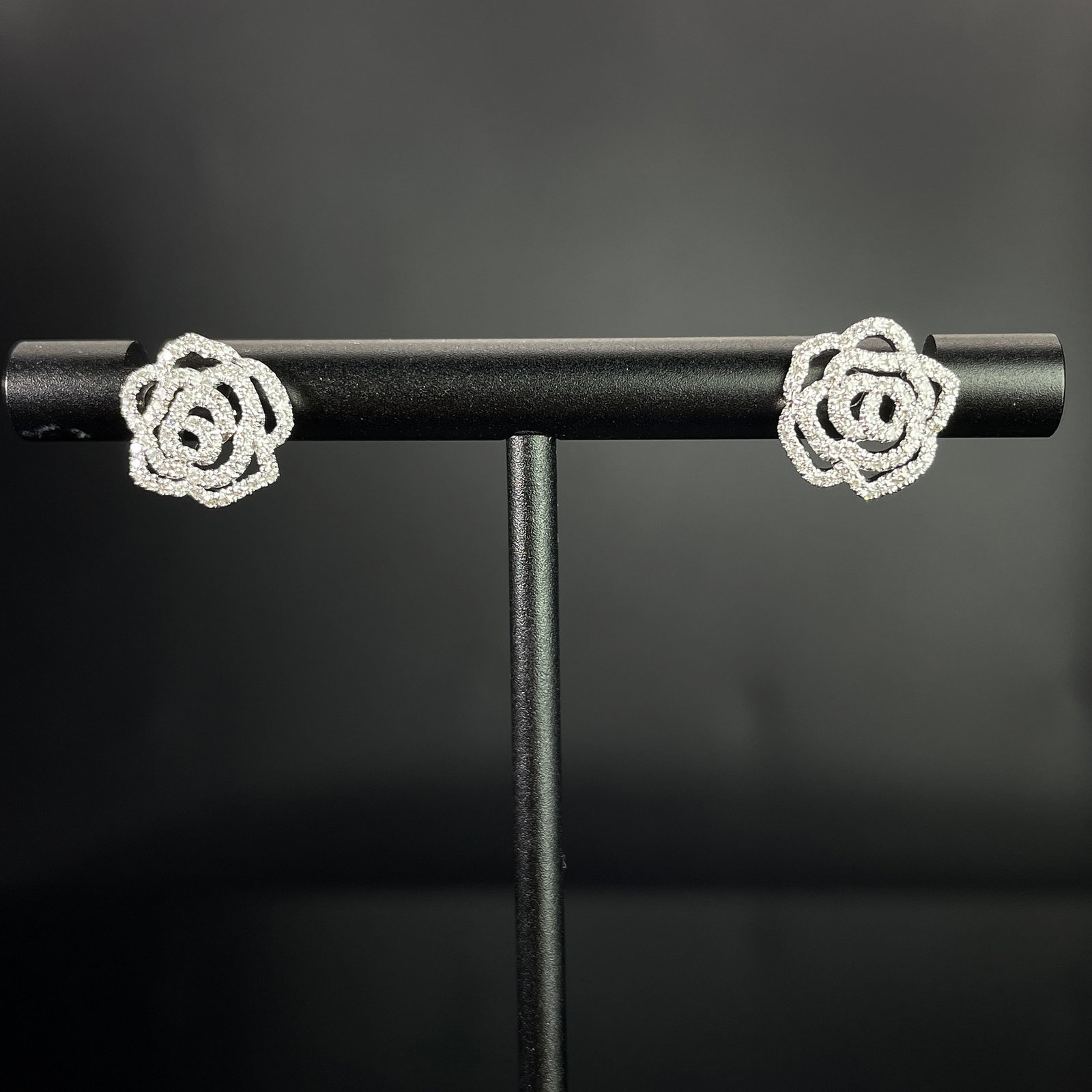 14k Gold 0.24 Ct Natural H Diamond & Flowers Earrings - 6