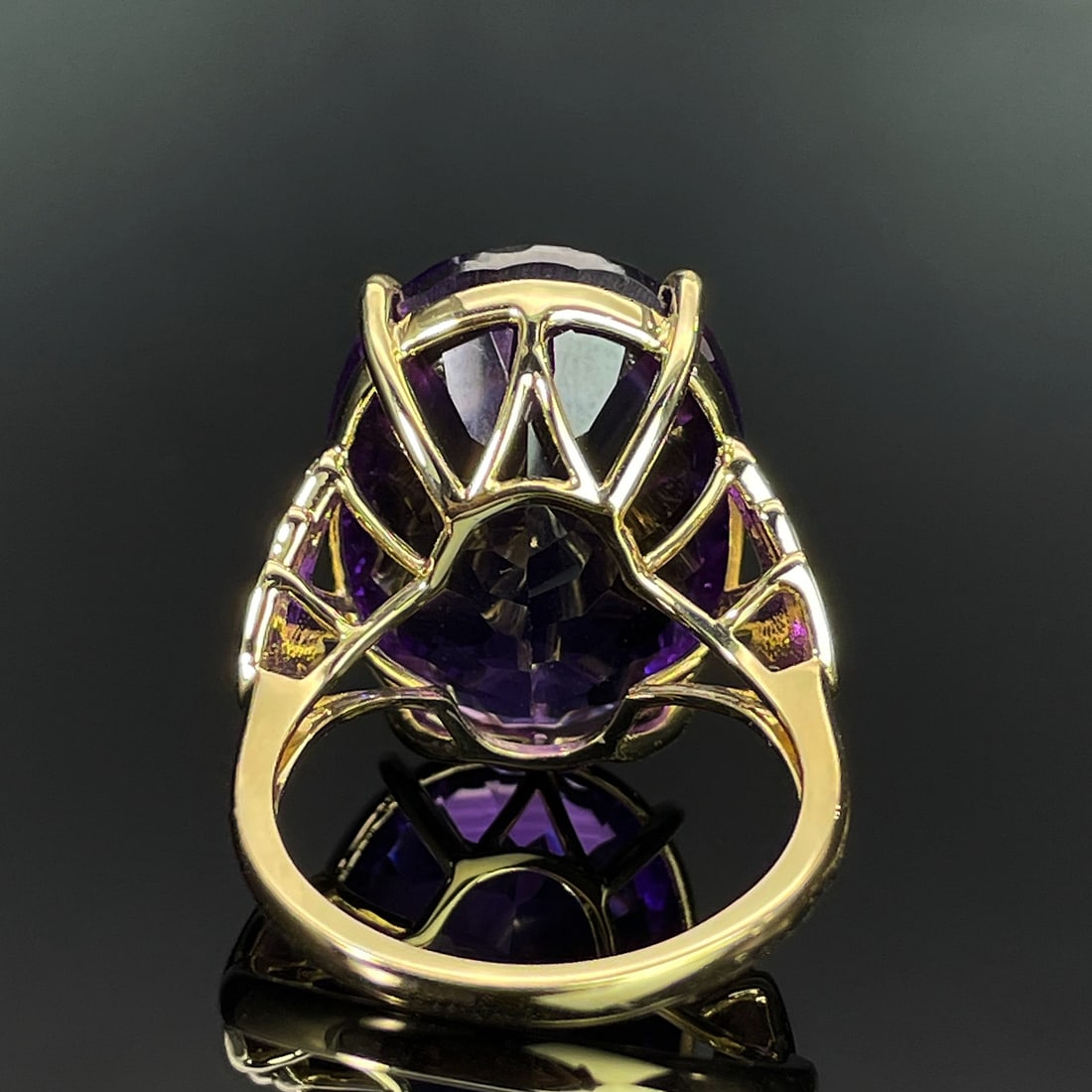 14k Gold 18.64 Ctw Natural Amethyst & Diamond Ring - 4