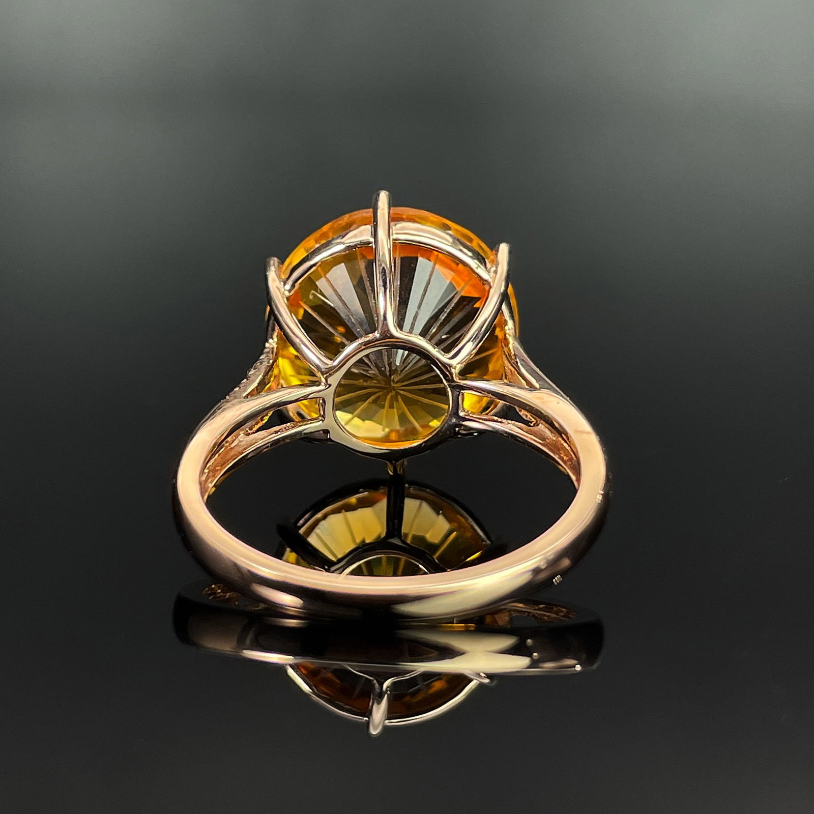 14k Gold 17.25 Ctw Natural Citrine & Diamond Ring - 4