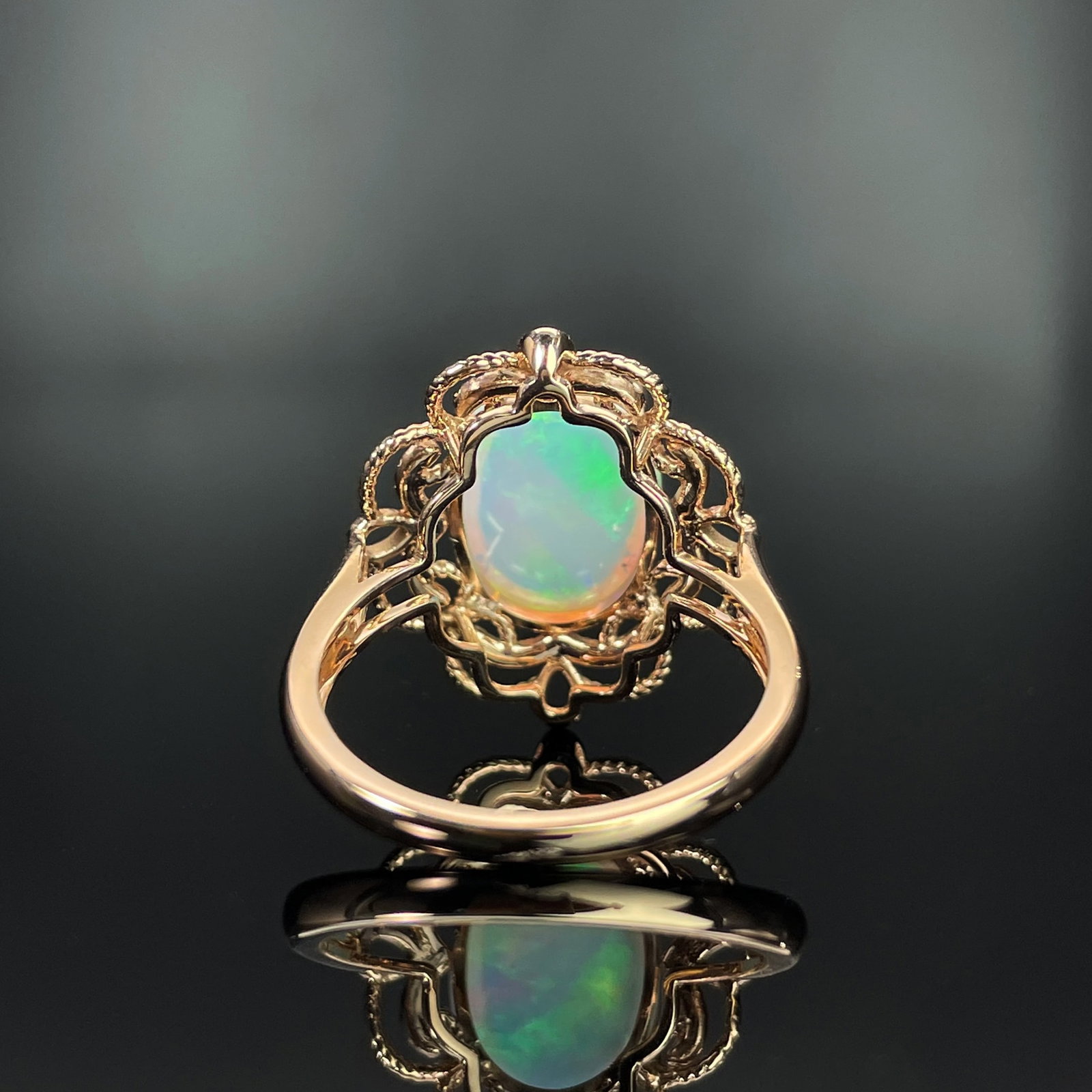 14k Gold 3.52 Ctw Natural Opal & Diamond Ring - 4
