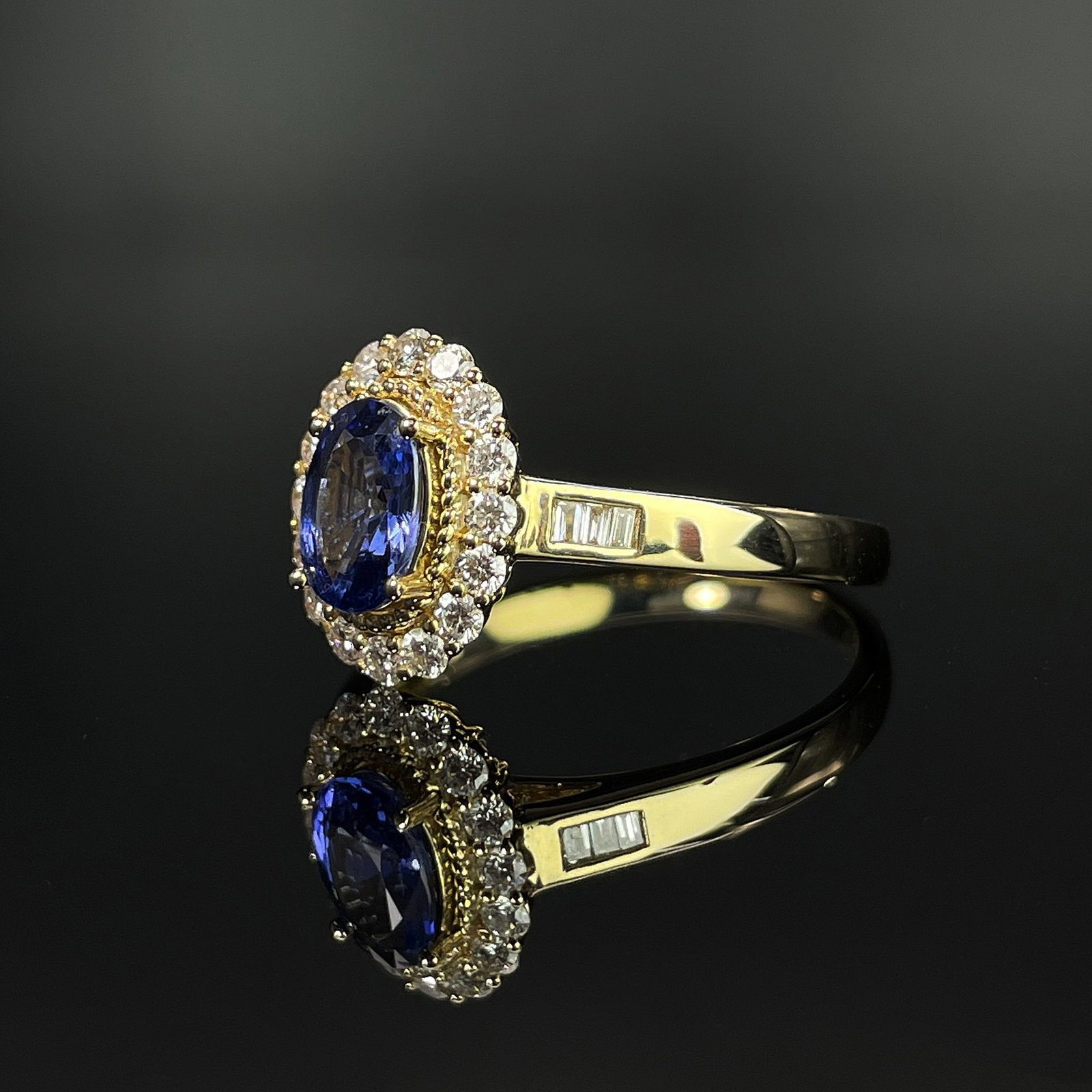 14k Gold 1.59 Ctw Natural Sapphire & Diamond Ring - 3