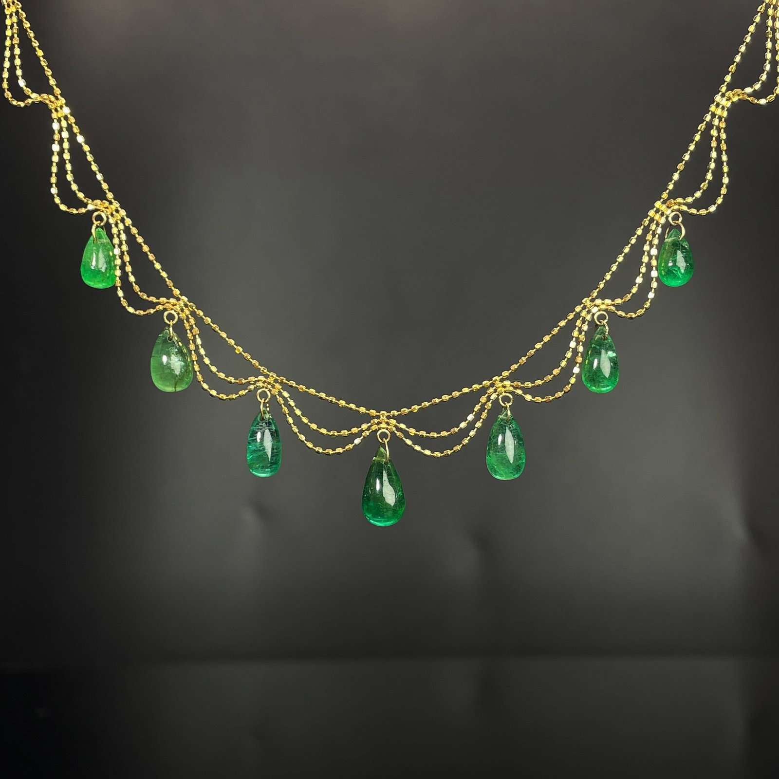 14k Gold 8.05 Ct Natural Emerald Necklace - 2