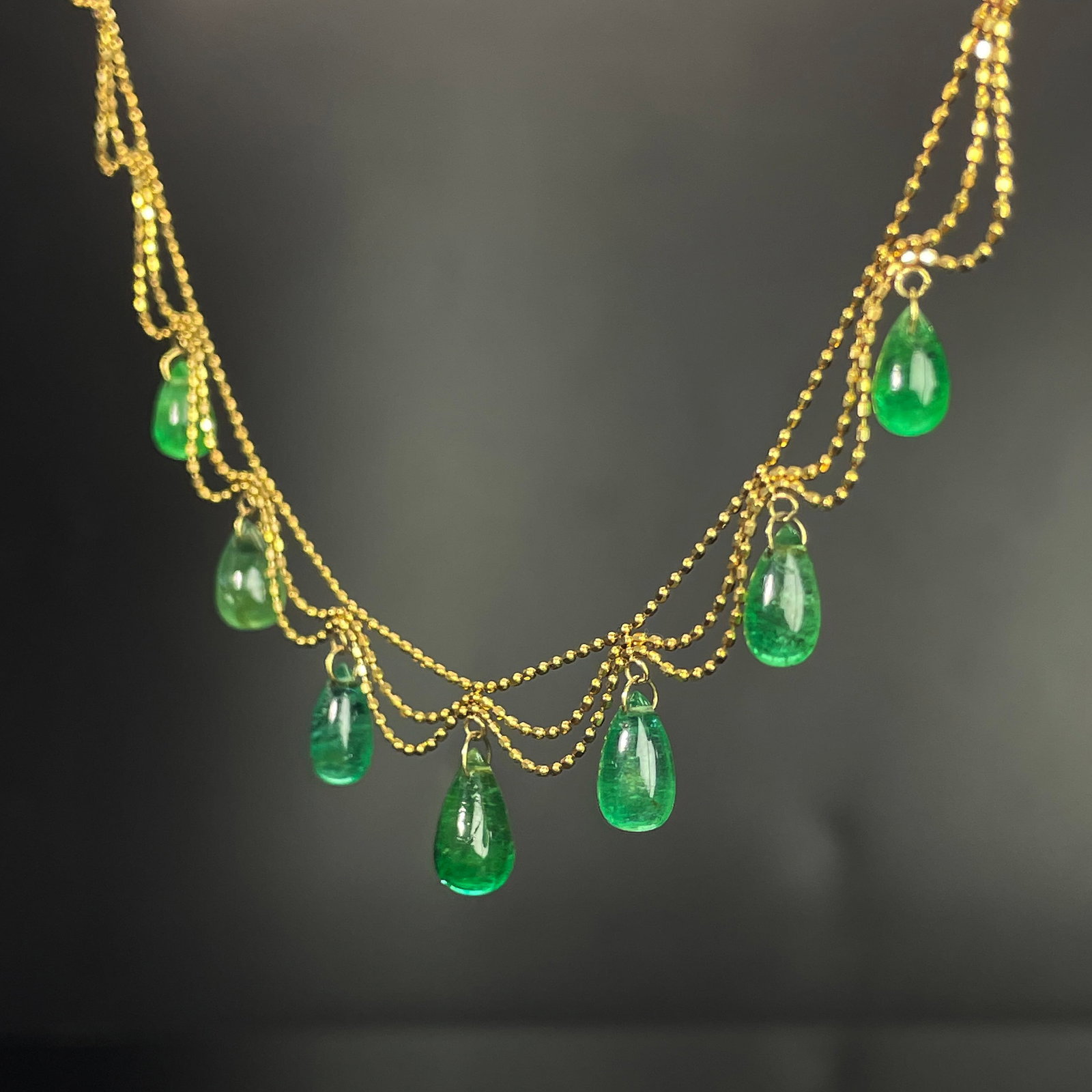 14k Gold 8.05 Ct Natural Emerald Necklace - 3