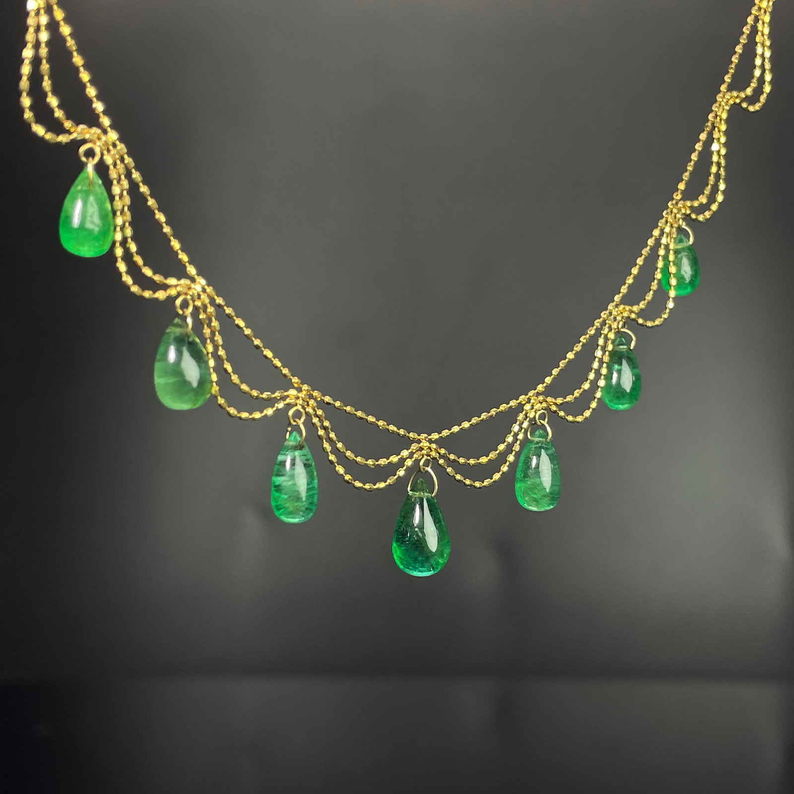 14k Gold 8.05 Ct Natural Emerald Necklace - 4
