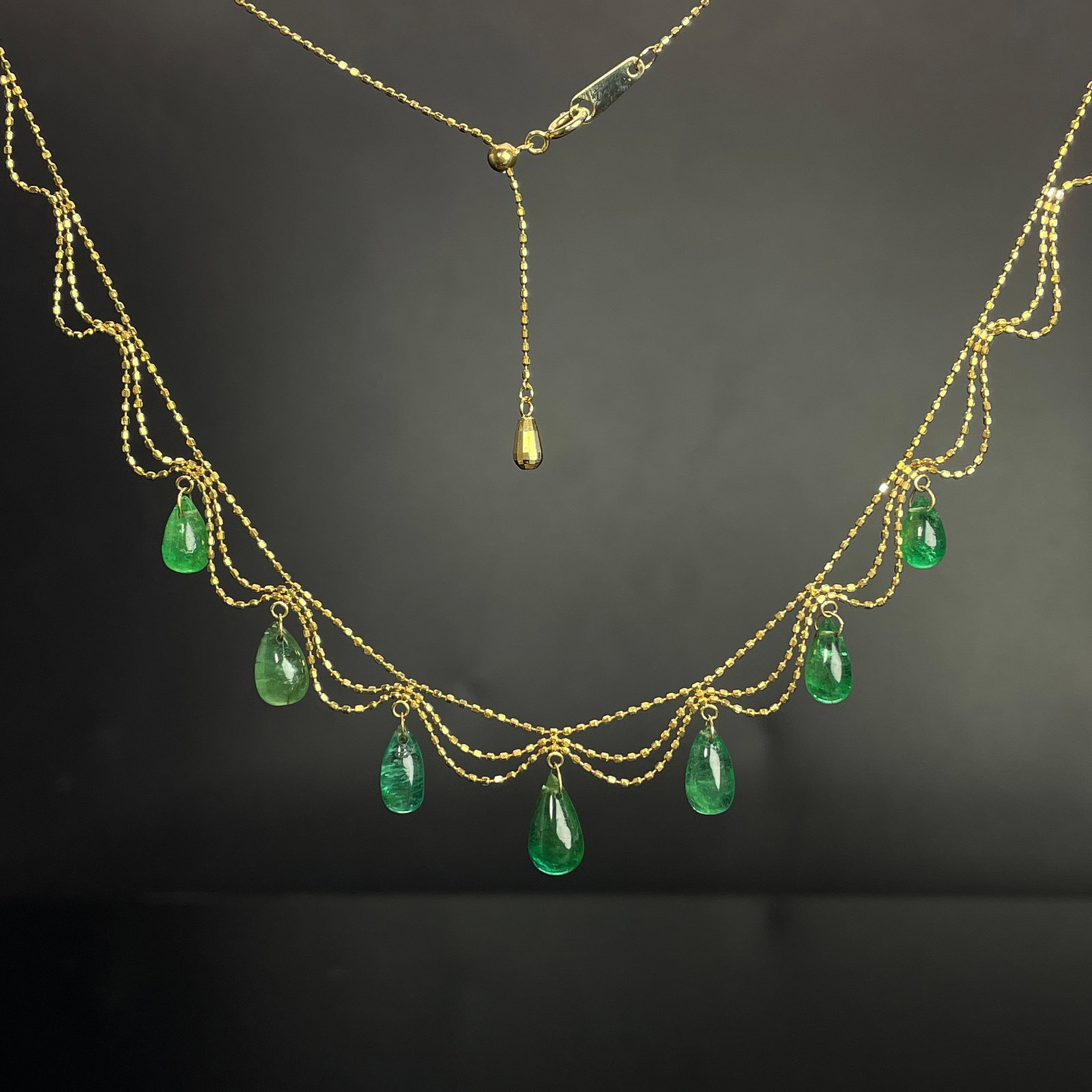 14k Gold 8.05 Ct Natural Emerald Necklace - 5