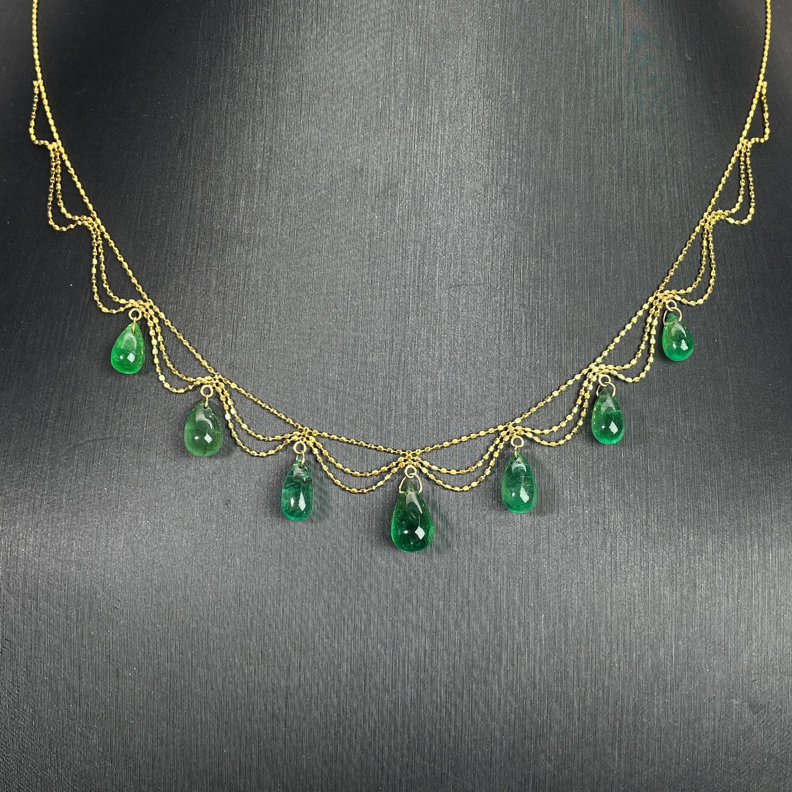 14k Gold 8.05 Ct Natural Emerald Necklace - 6