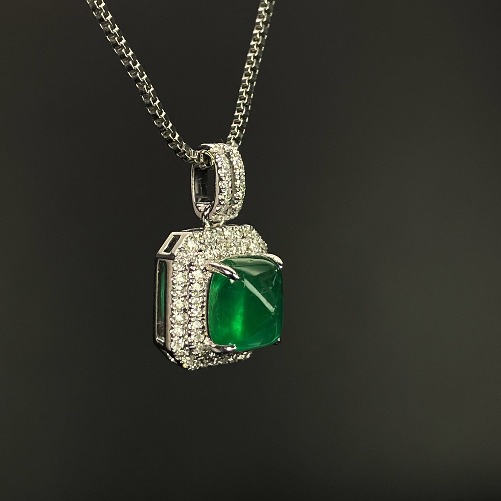 14k Gold 1.74 Ctw Vivid Green Natural Emerald & Diamond Pendant( Without Chain ) - 3