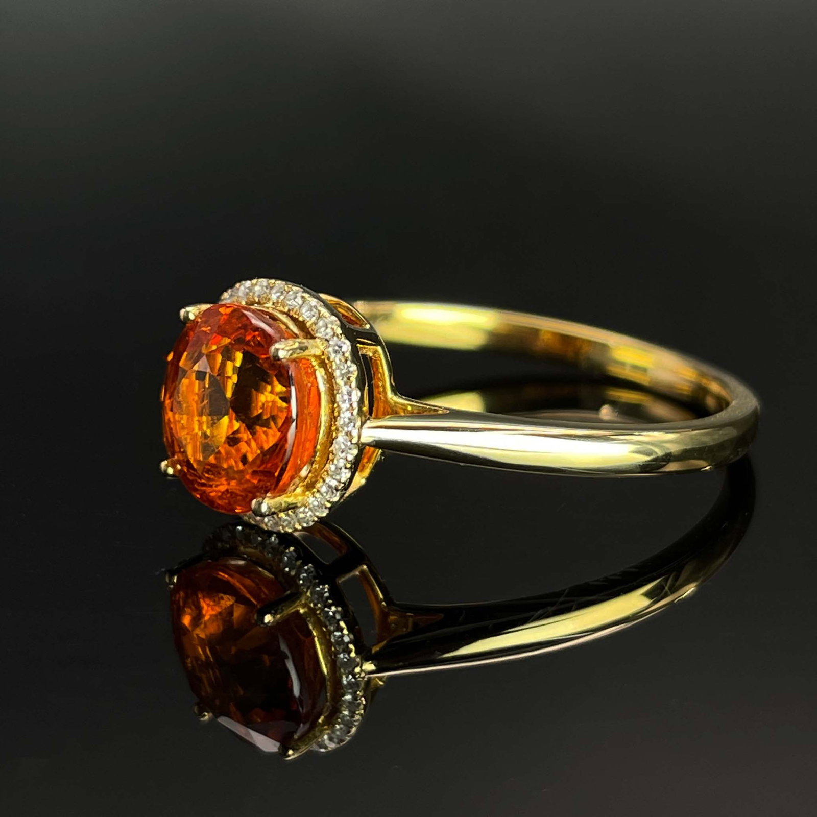 14k Gold 2.08 Ctw Natural Spessartine & Diamond Ring - 2